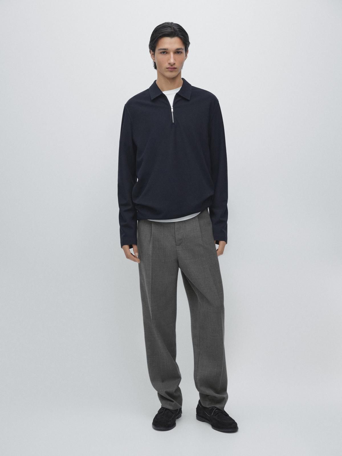 마시모두띠 코튼믹스 집업 긴팔 폴로셔츠 네이비 0698/198 NAVY BLUE - 상세 이미지 2