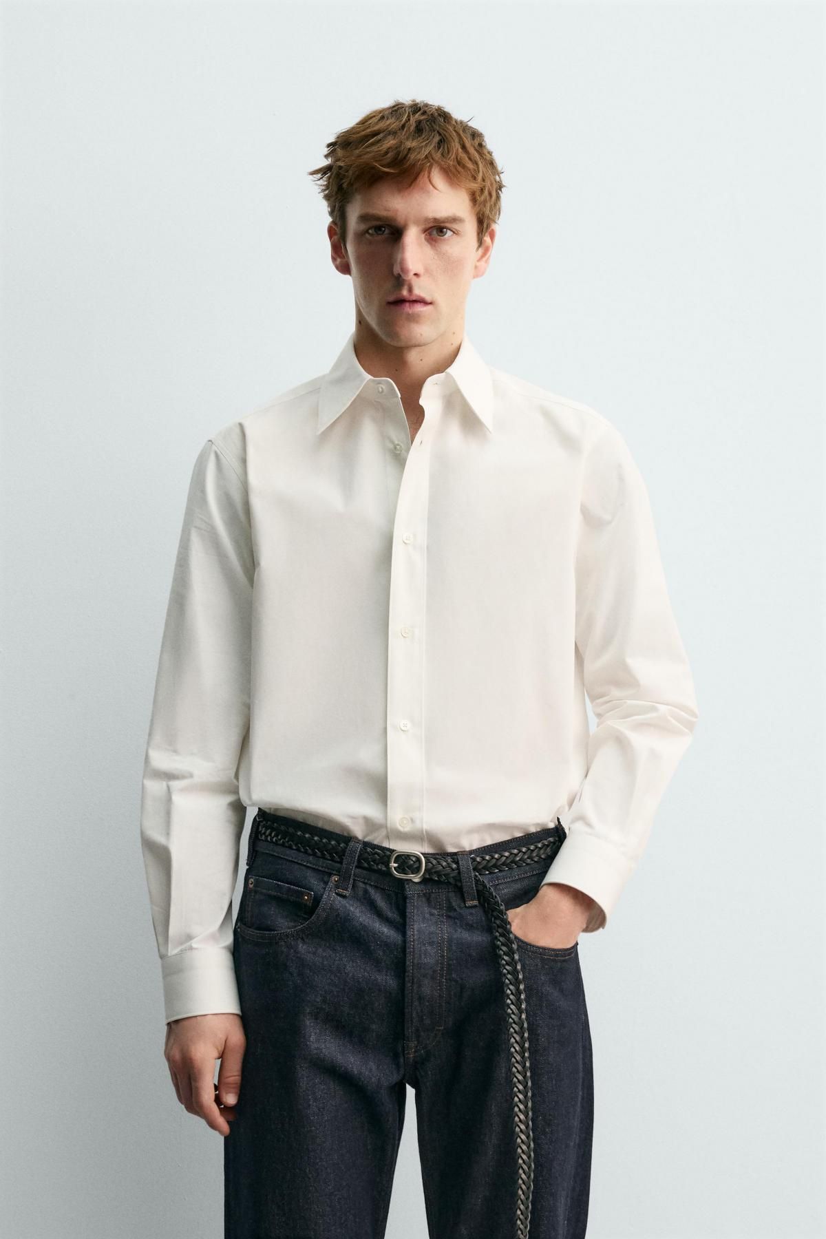 자라 코튼 긴팔 포멀 셔츠 X 아론 레빈 4068/987 WHITE - 상세 이미지 3