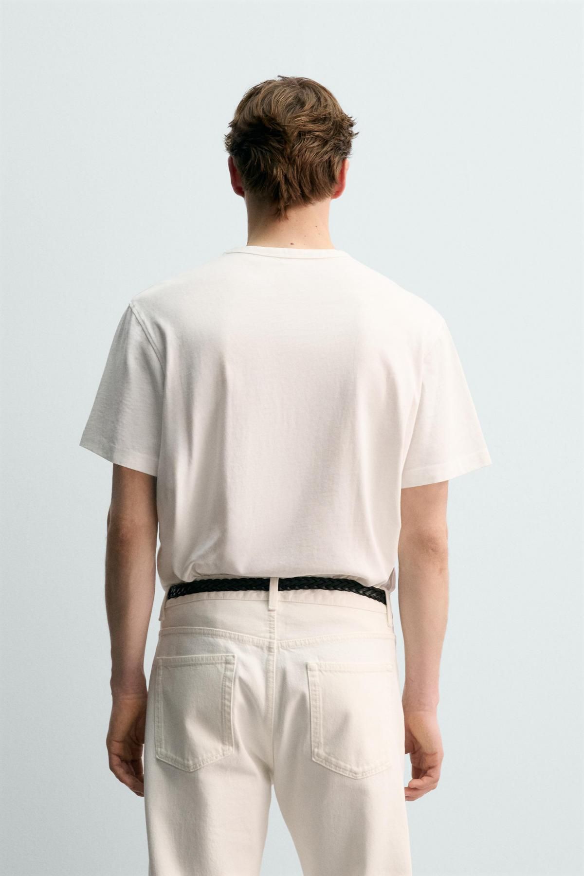 자라 포켓 반팔 티셔츠 X 아론 레빈 1887/383 WHITE - 상세 이미지 4