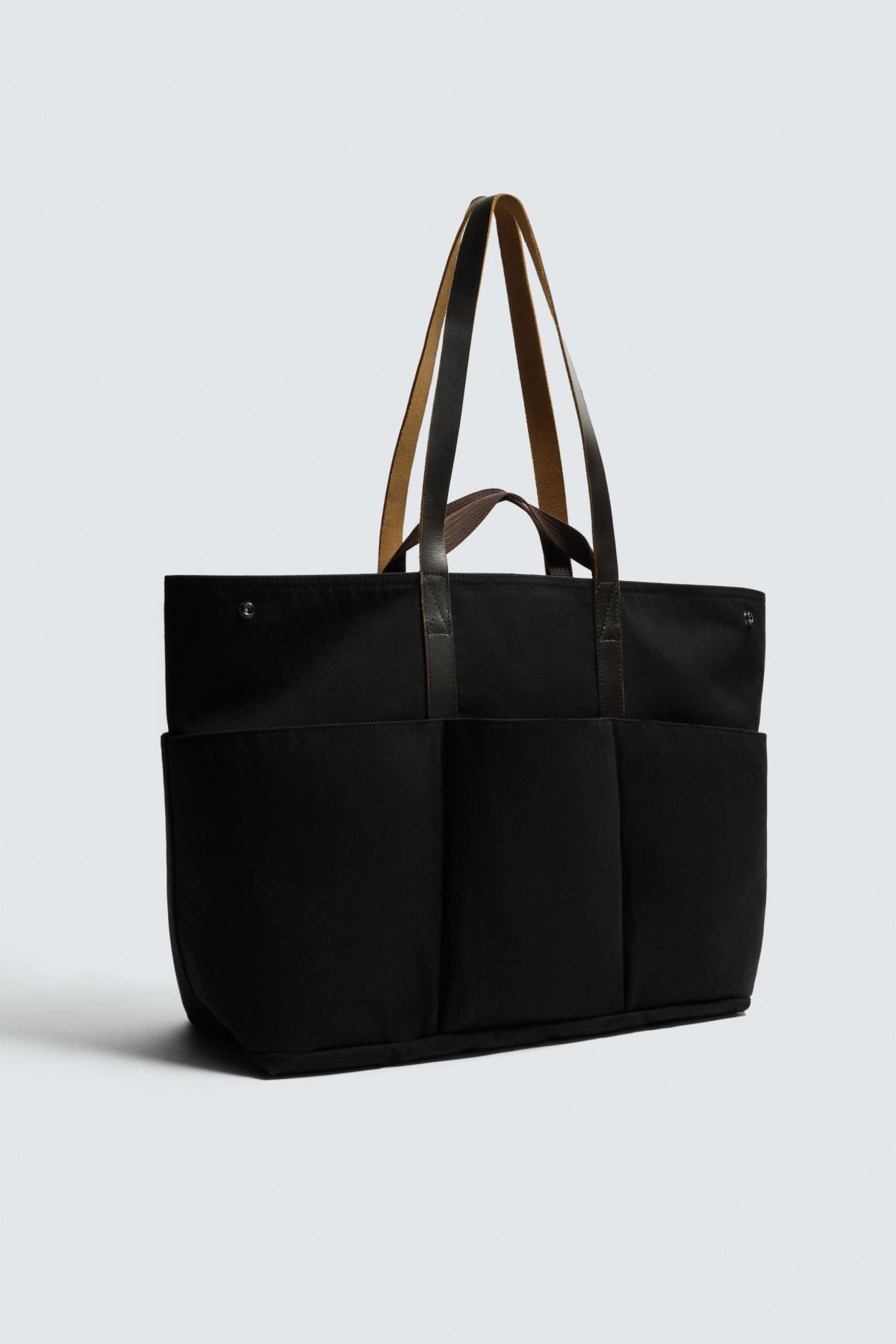 자라 레더 디테일 토트백 X 아론 레빈 3398/720 BLACK - 상세 이미지 5