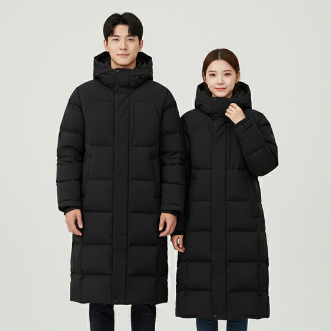 블랙야크 공용 겨울 25년 FW 아웃도어 덕다운 벤치다운 롱패딩 점퍼 - 메인 이미지