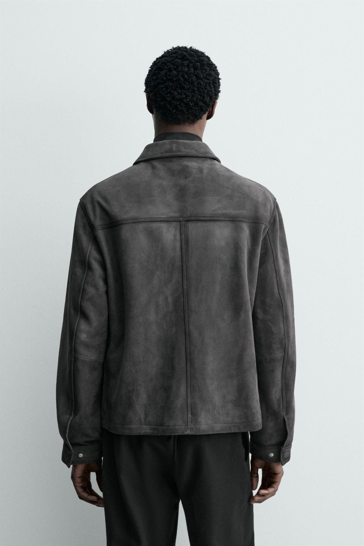 자라 스웨이드 레더 레귤러핏 재킷 2521/225 ANTHRACITE GREY - 상세 이미지 4