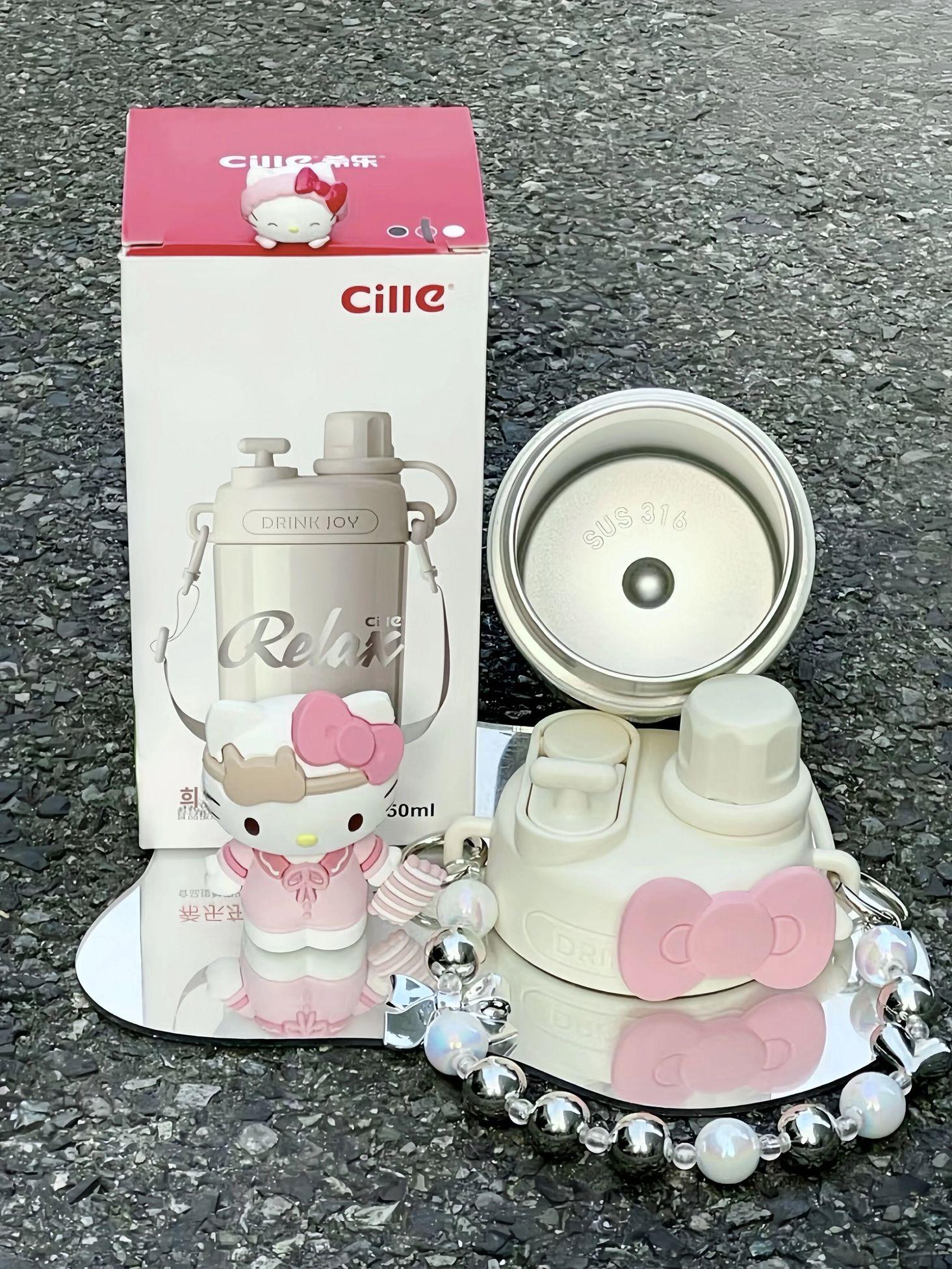 헬로키티 316 스테인리스 스틸 보온병 빨대컵 물컵 음료수 커피 뉴화이트 450ml - 상세 이미지 2