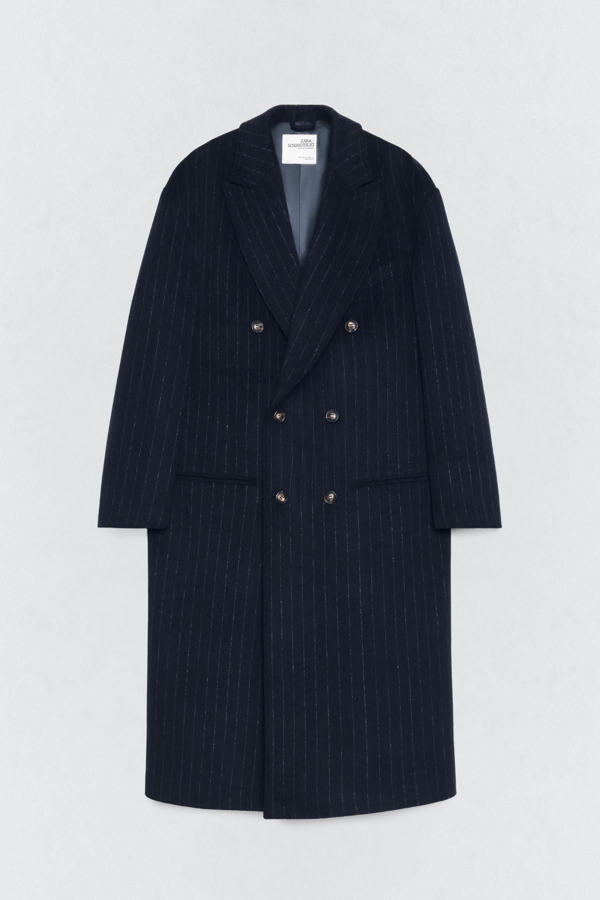 자라 핀스트라이프 더블 코트 X 소시오츠키 7380/652 NAVY BLUE - 상품 이미지