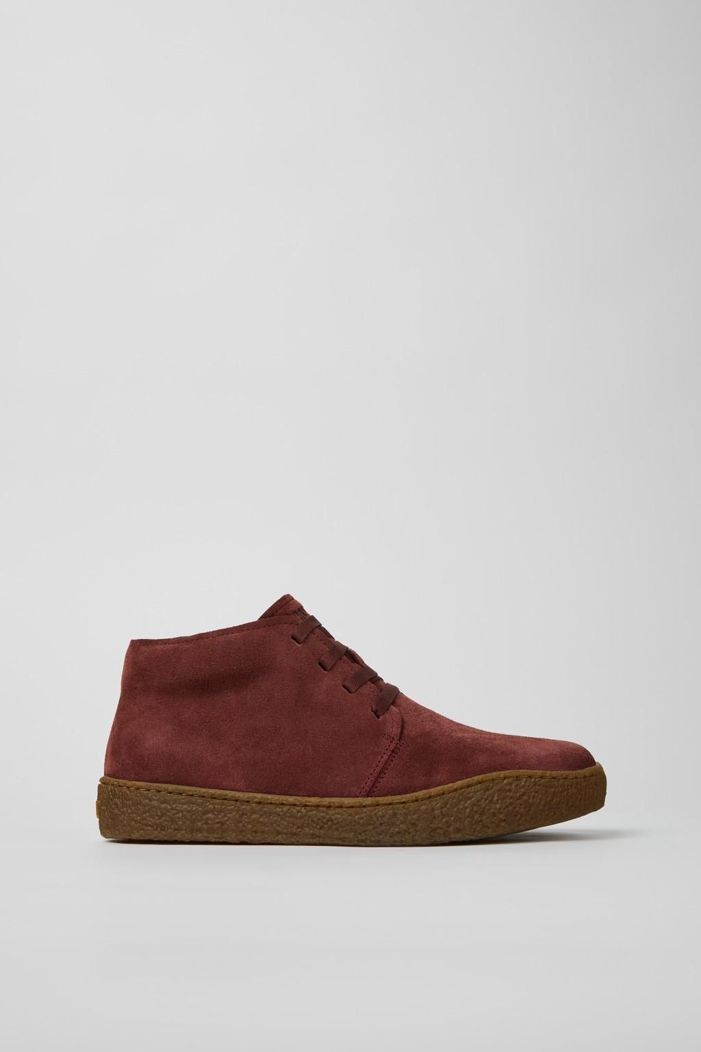 캠퍼 버건디 스웨이드 남성 앵클부츠 K300467-014 BURGUNDY - 메인 이미지