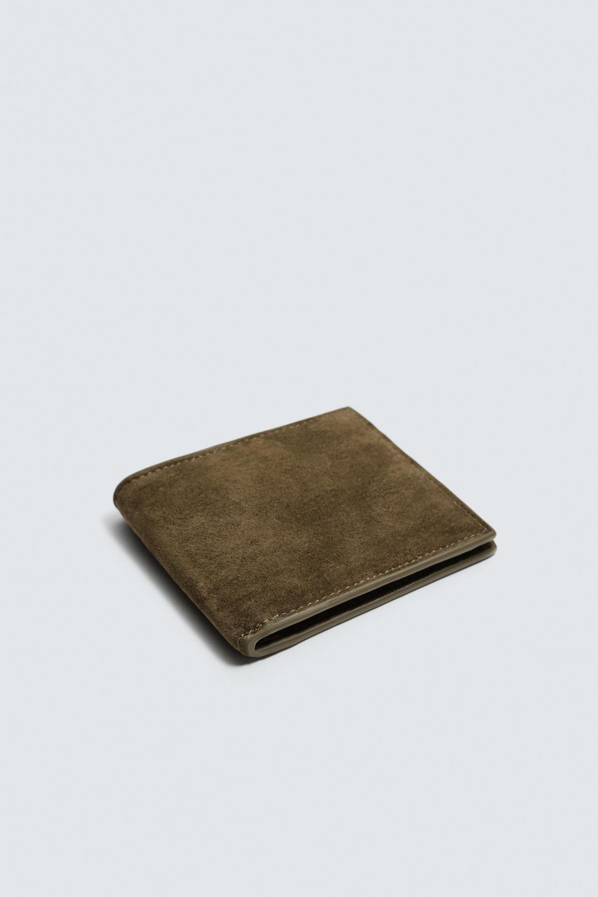 자라 프리미엄 스웨이드 레더 반지갑 3800/720 KHAKI GREEN - 상세 이미지 2