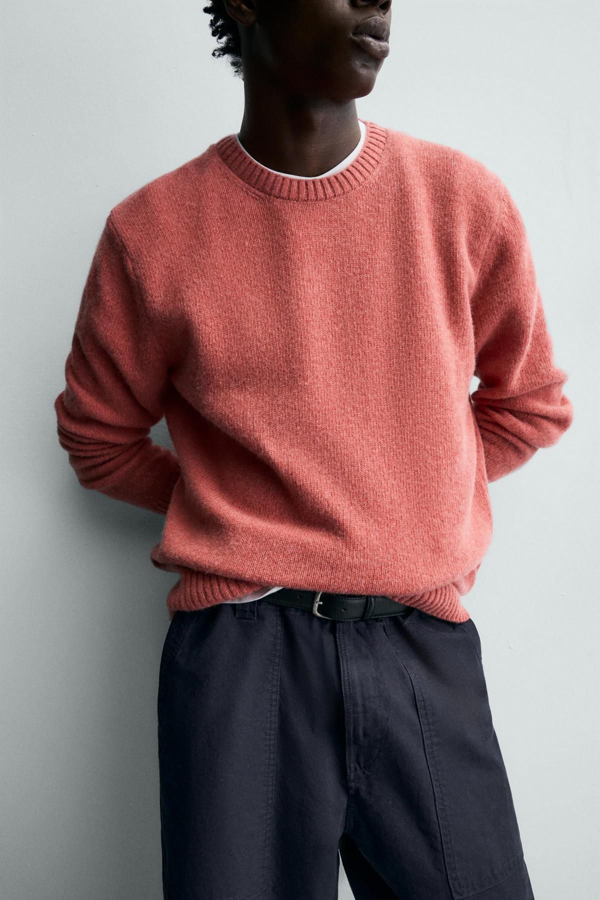 자라 울블렌드 니트 스웨터 남성 데일리 2632/310 DARK CORAL 이미지 6