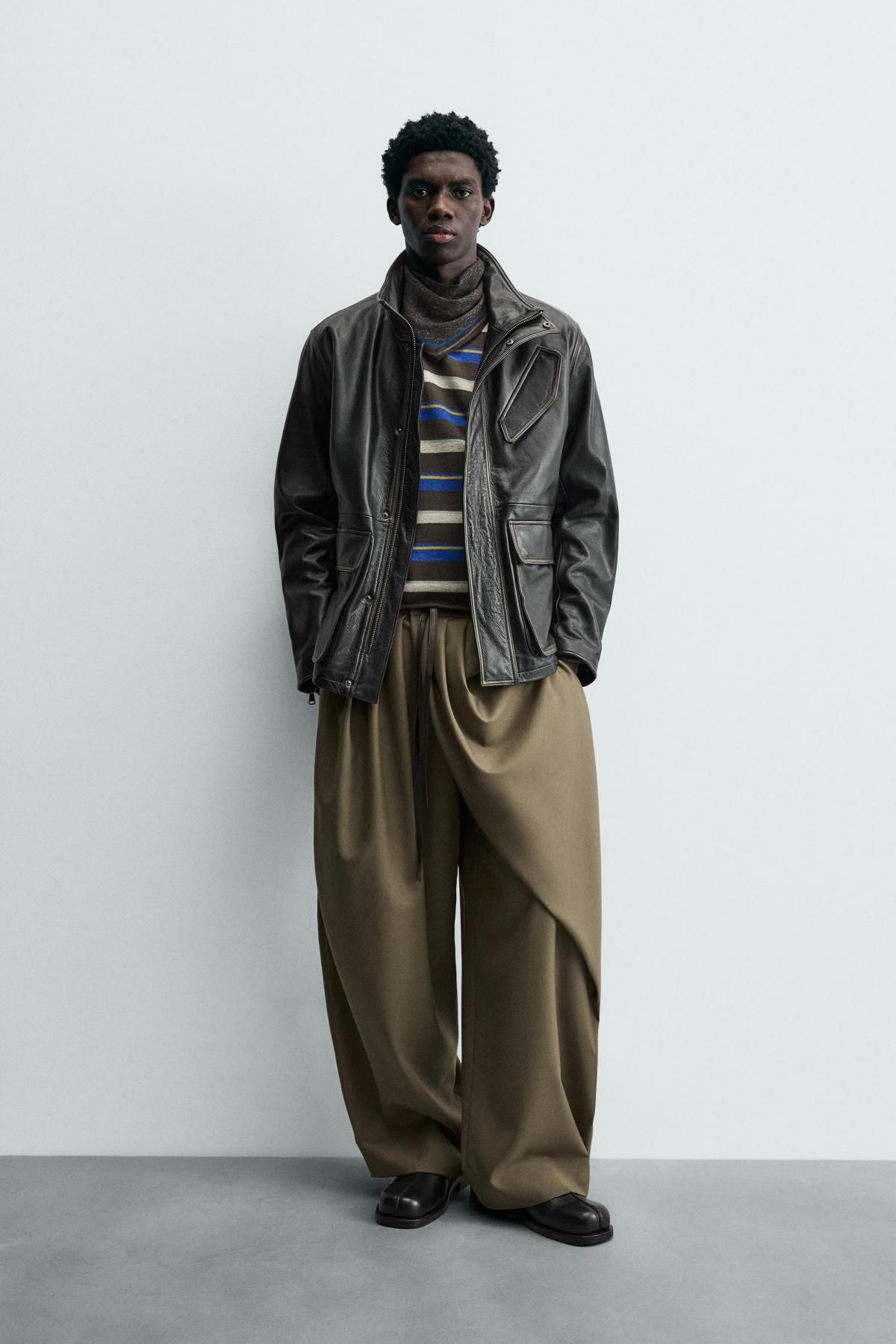자라 한정판 빈티지 블랙 레더 재킷 2154/102 BLACK - 상세 이미지 2