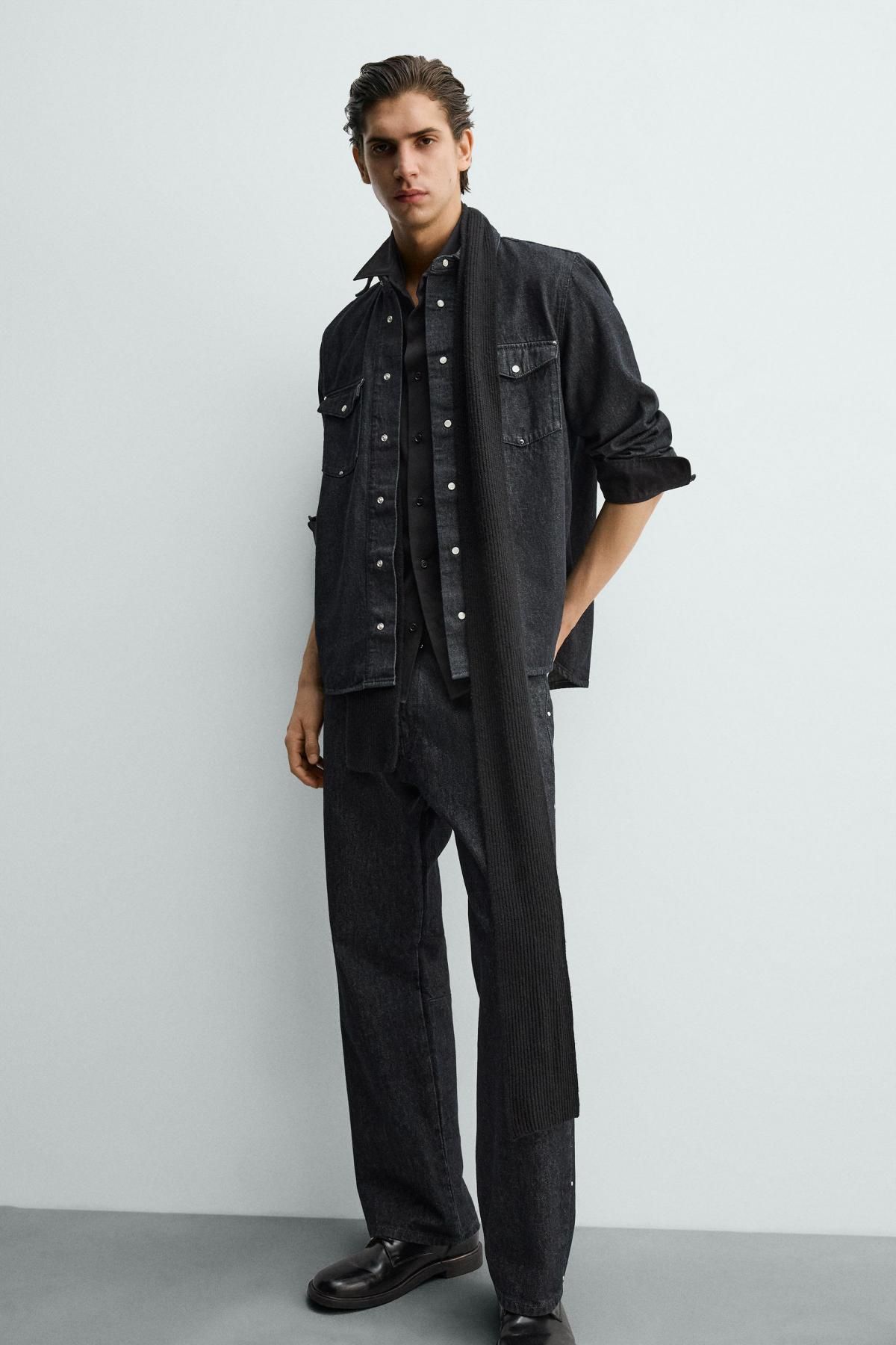 자라 스터드 스트레이트핏 데님 청바지 1300/412 INDIGO - 상세 이미지 5
