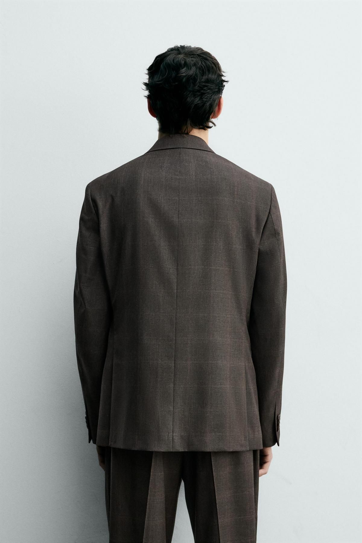 자라 체크 클래식 테일러드 블레이저 울혼방 1564/102 DARK BROWN - 상세 이미지 4