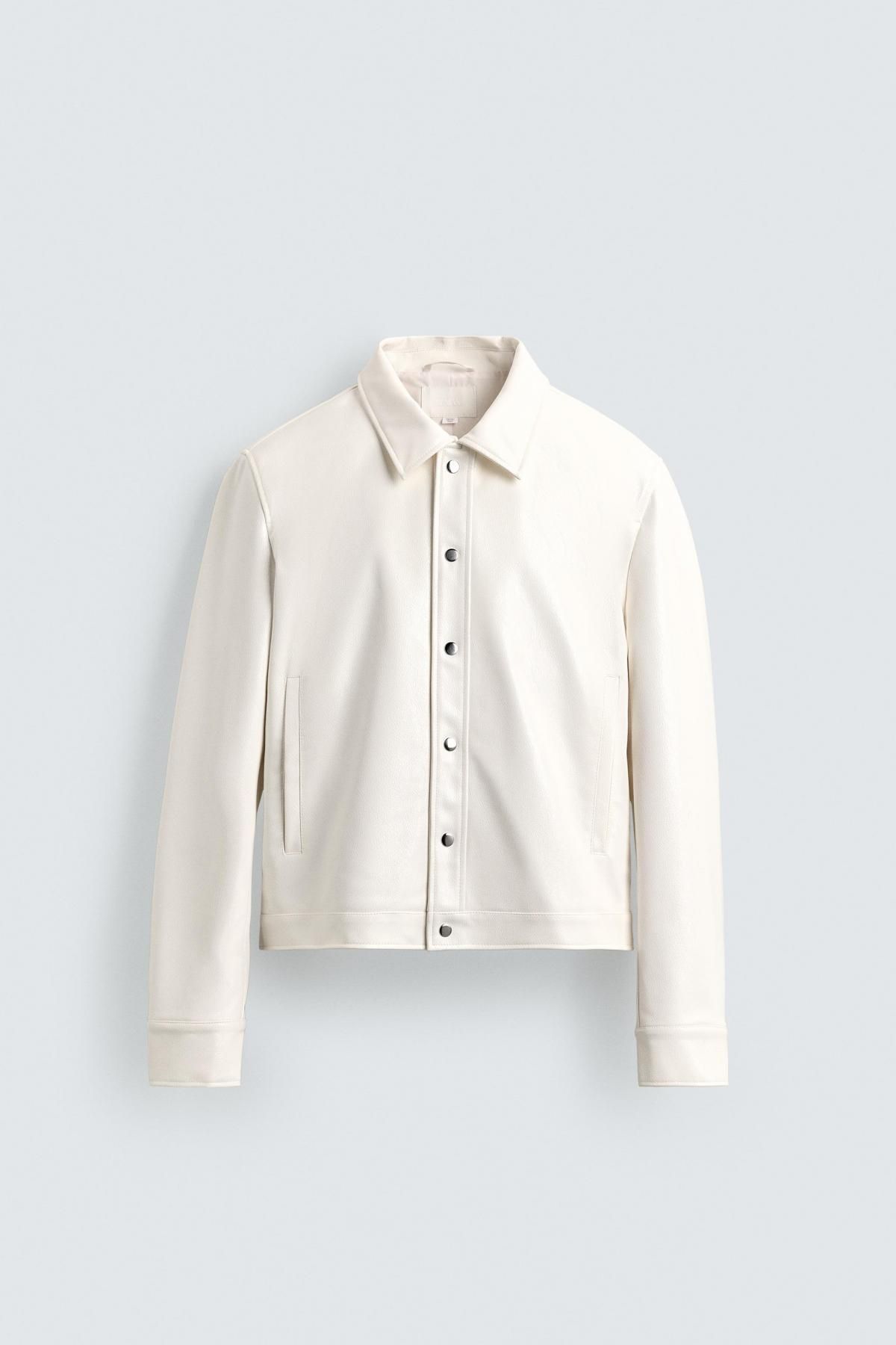 자라 샤이니 레더 이펙트 재킷 아이보리 0993/704 OYSTER-WHITE - 상품 이미지