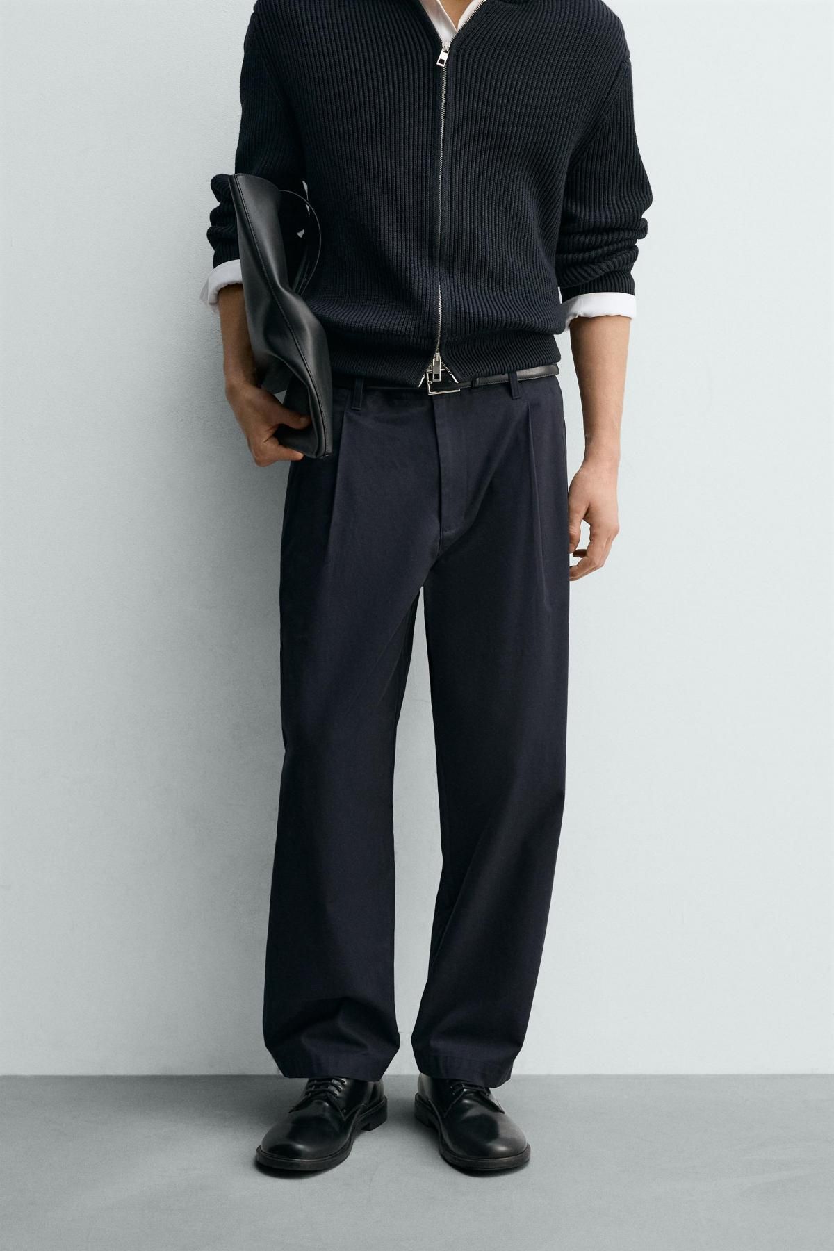 자라 플리츠 릴렉스핏 슬랙스 팬츠 1195/301 DARK NAVY - 상품 이미지