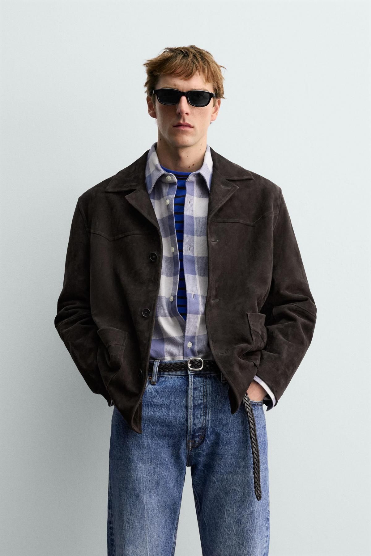 자라 스웨이드 레더 오버셔츠 X 아론 레빈 5127/200 DARK BROWN - 상세 이미지 3