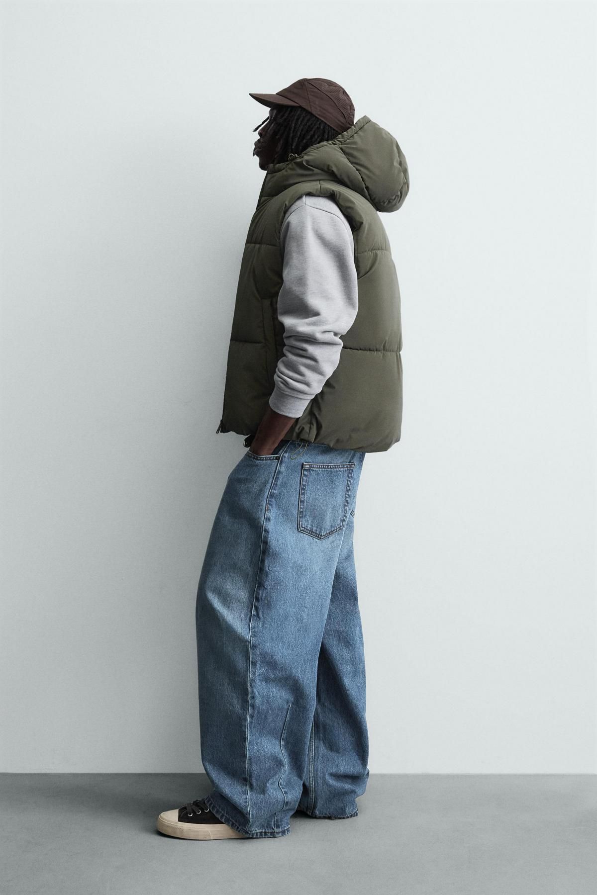 자라 테크니컬 러버라이즈 패딩 후드 베스트 카키 0666/310 LIGHT KHAKI - 상세 이미지 5