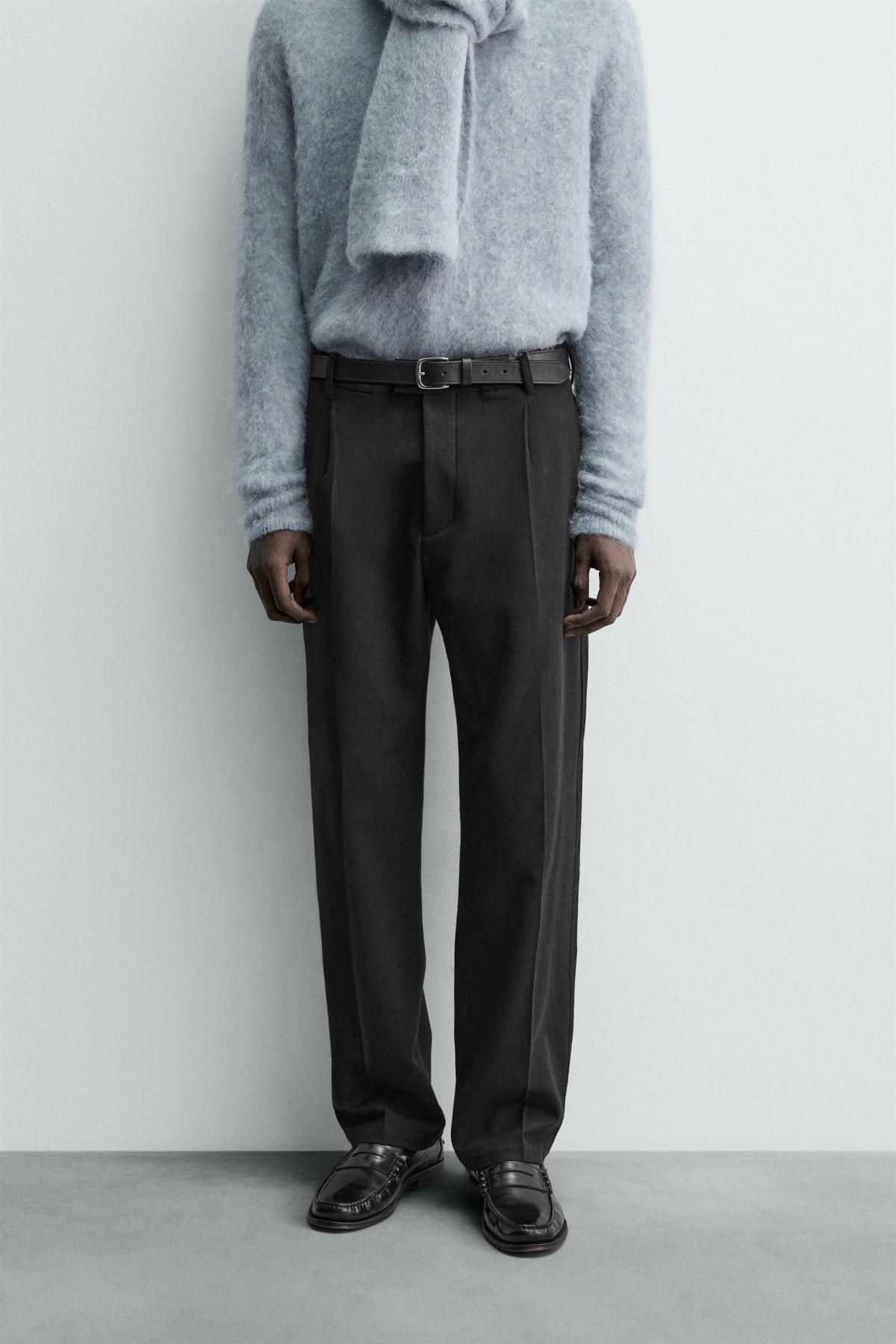 자라 테크니컬 플리츠 플란넬 팬츠 6668/159 BLACK - 상품 이미지