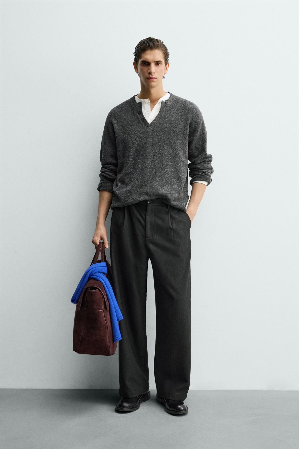 자라 핀스트라이프 플리츠 수트 팬츠 6984/363 DARK GREY - 상세 이미지 2