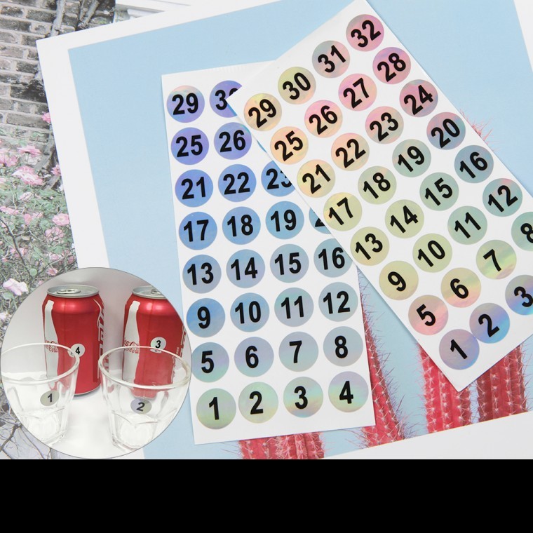 sDD 홀로그램 문구 분류 원형 숫자 스티커 1-32 1P - 메인 이미지