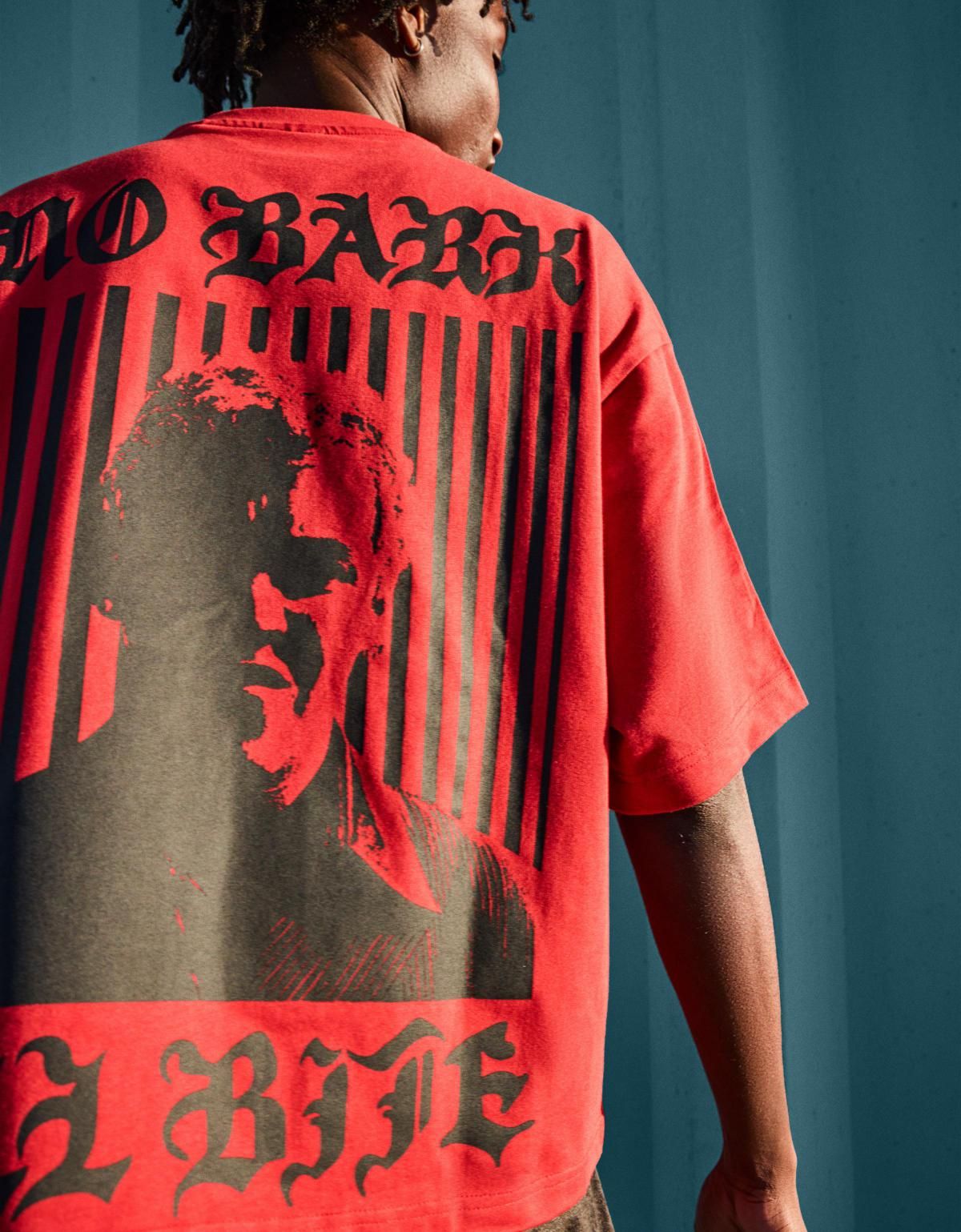 버쉬카 박시 프린트 반팔 티셔츠 레드 1001/160 CORAL - 상세 이미지 5