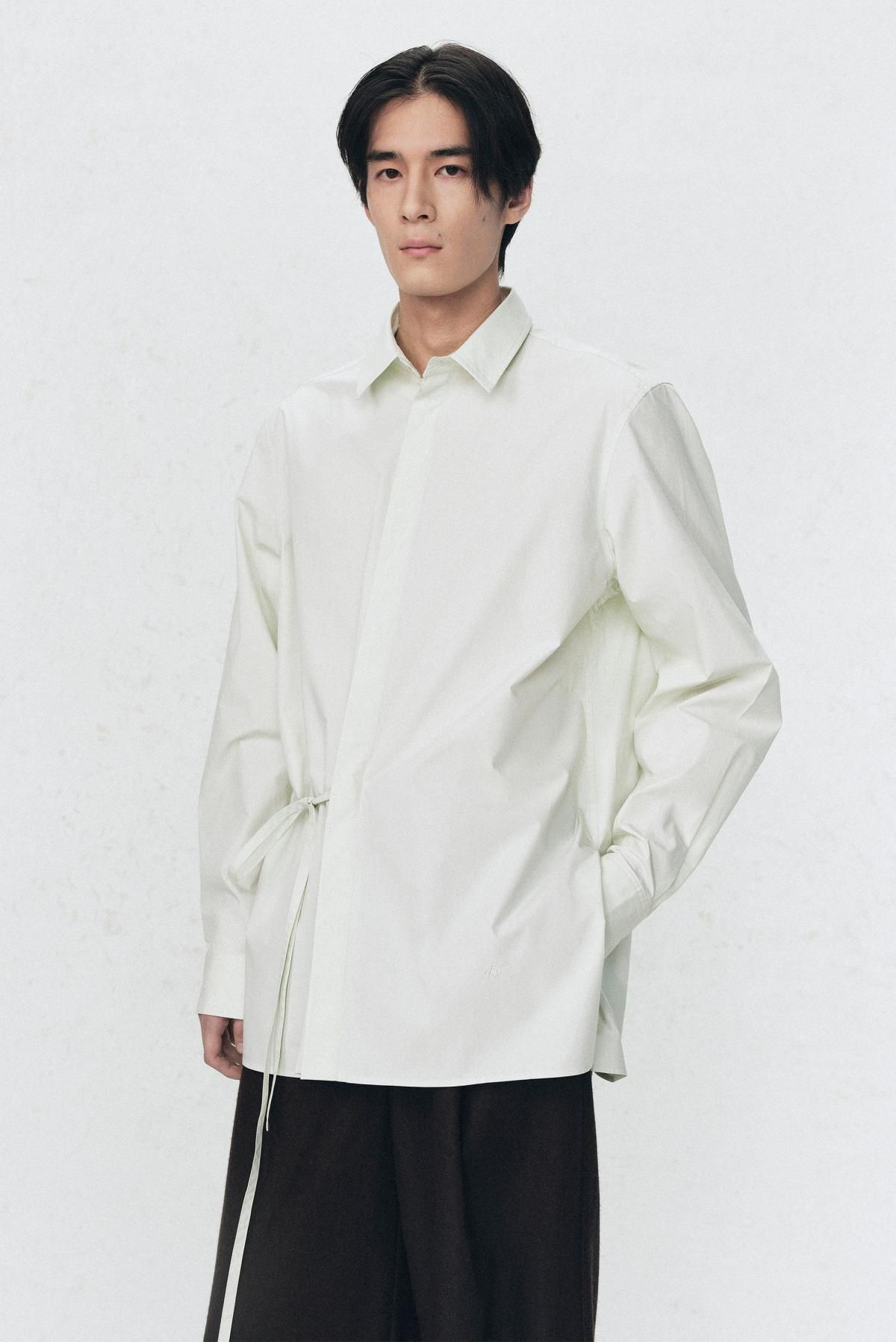 자라 코튼 오버핏 리본 긴팔 셔츠 X 소시오츠키 7380/661 LIGHT GREEN - 상세 이미지 2