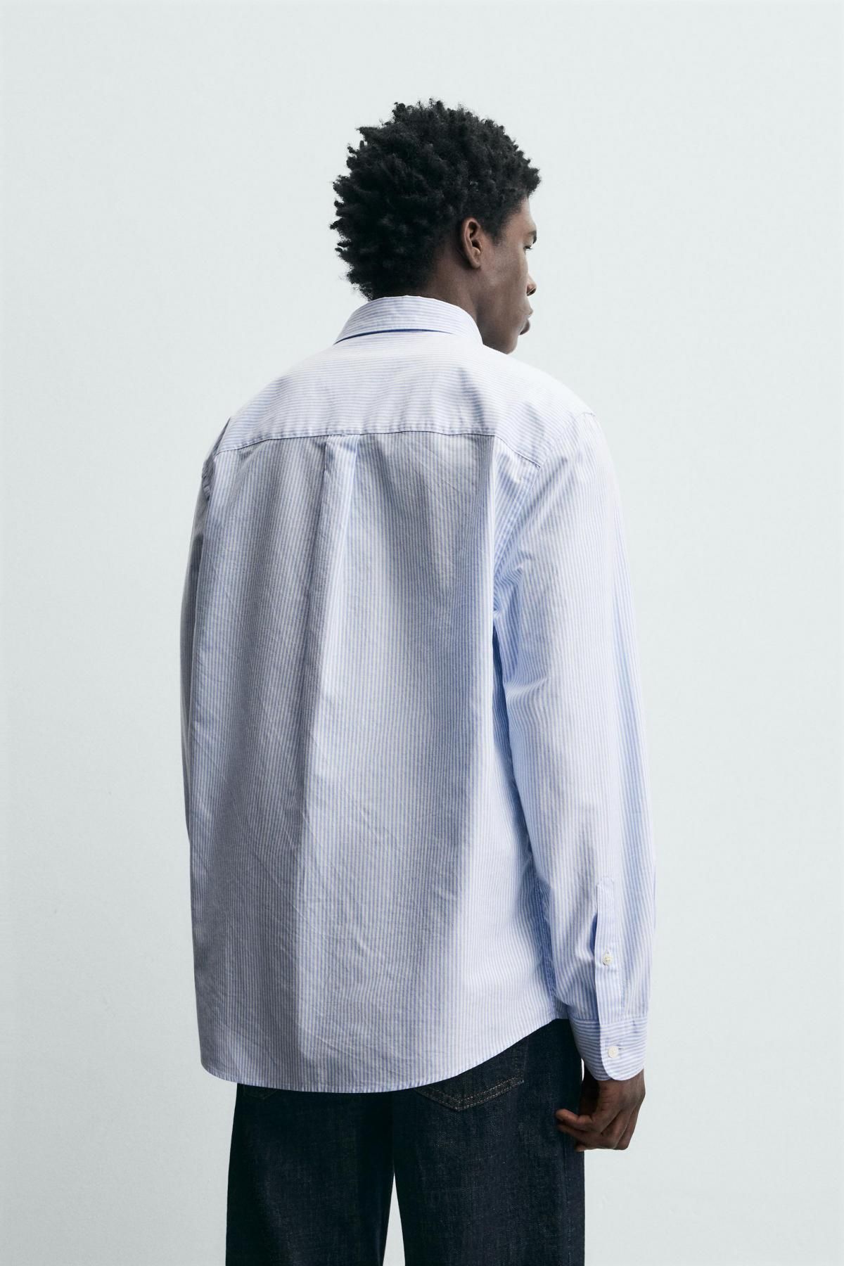 자라 테크니컬 텍스처 옥스포드 긴팔 셔츠 1063/417 BLUE/WHITE - 상세 이미지 4