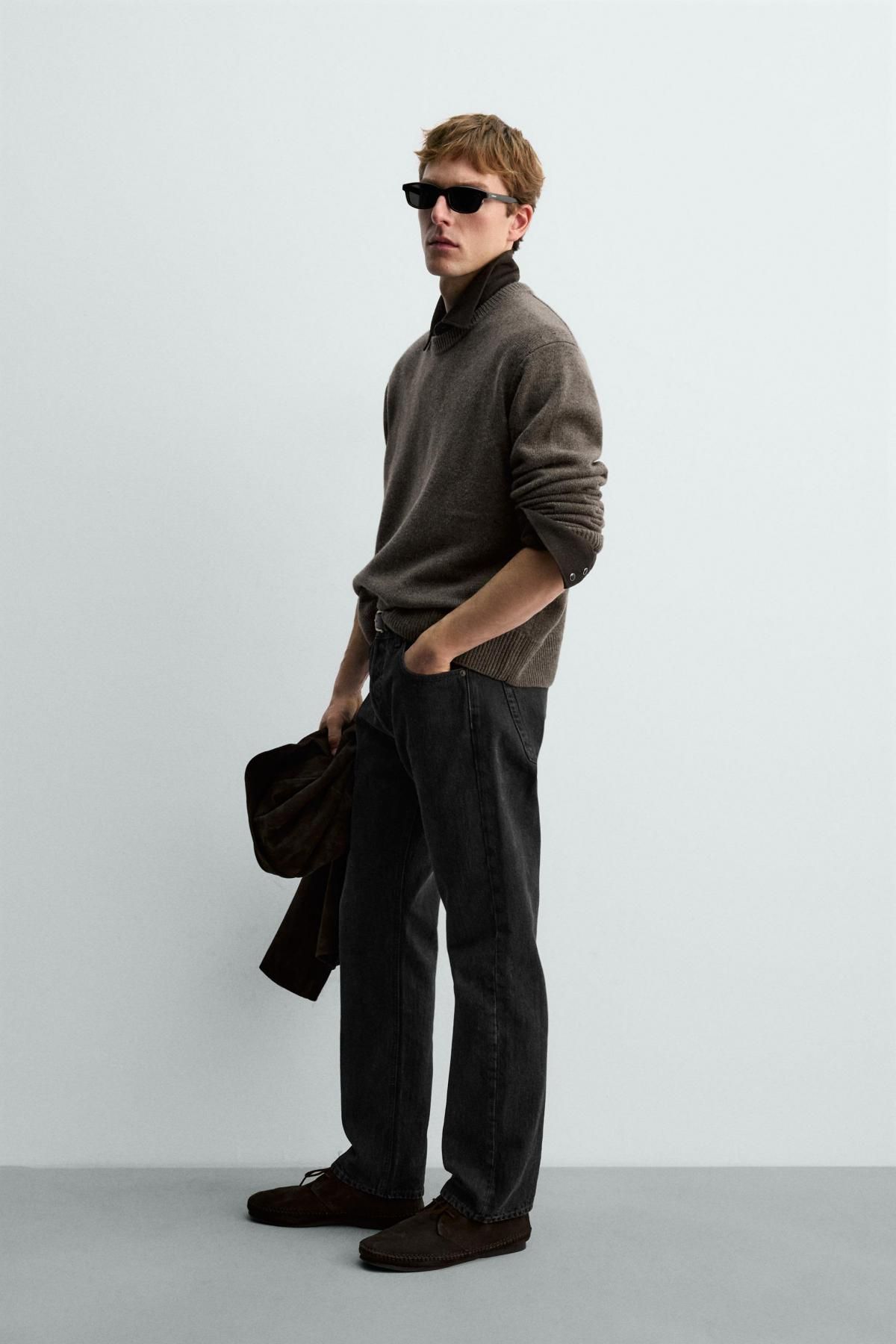 자라 울 캐시미어 니트 스웨터 X 아론 레빈 4696/390 BROWN / TAUPE - 상세 이미지 5
