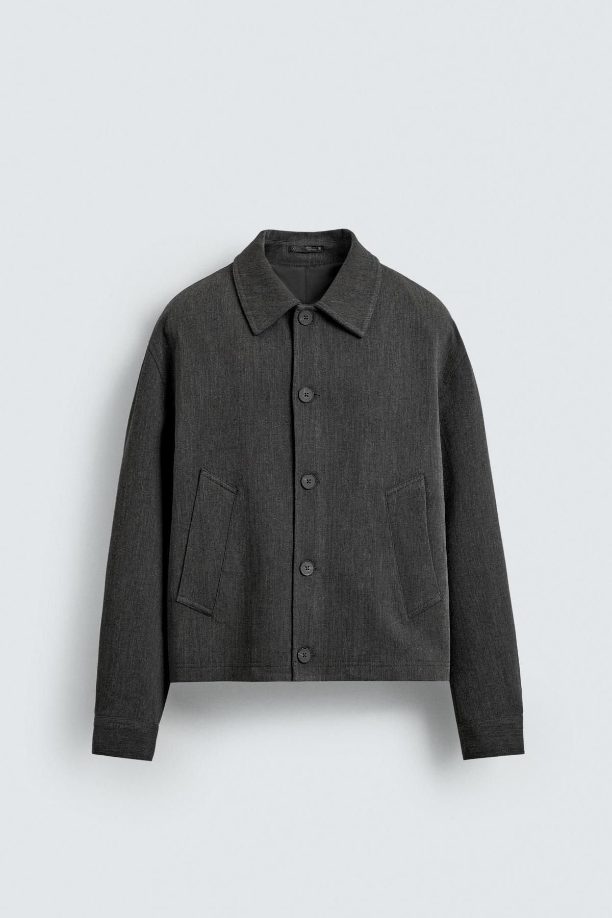자라 테크니컬 텍스처 크롭 오버셔츠 6861/901 DARK GREY - 상품 이미지