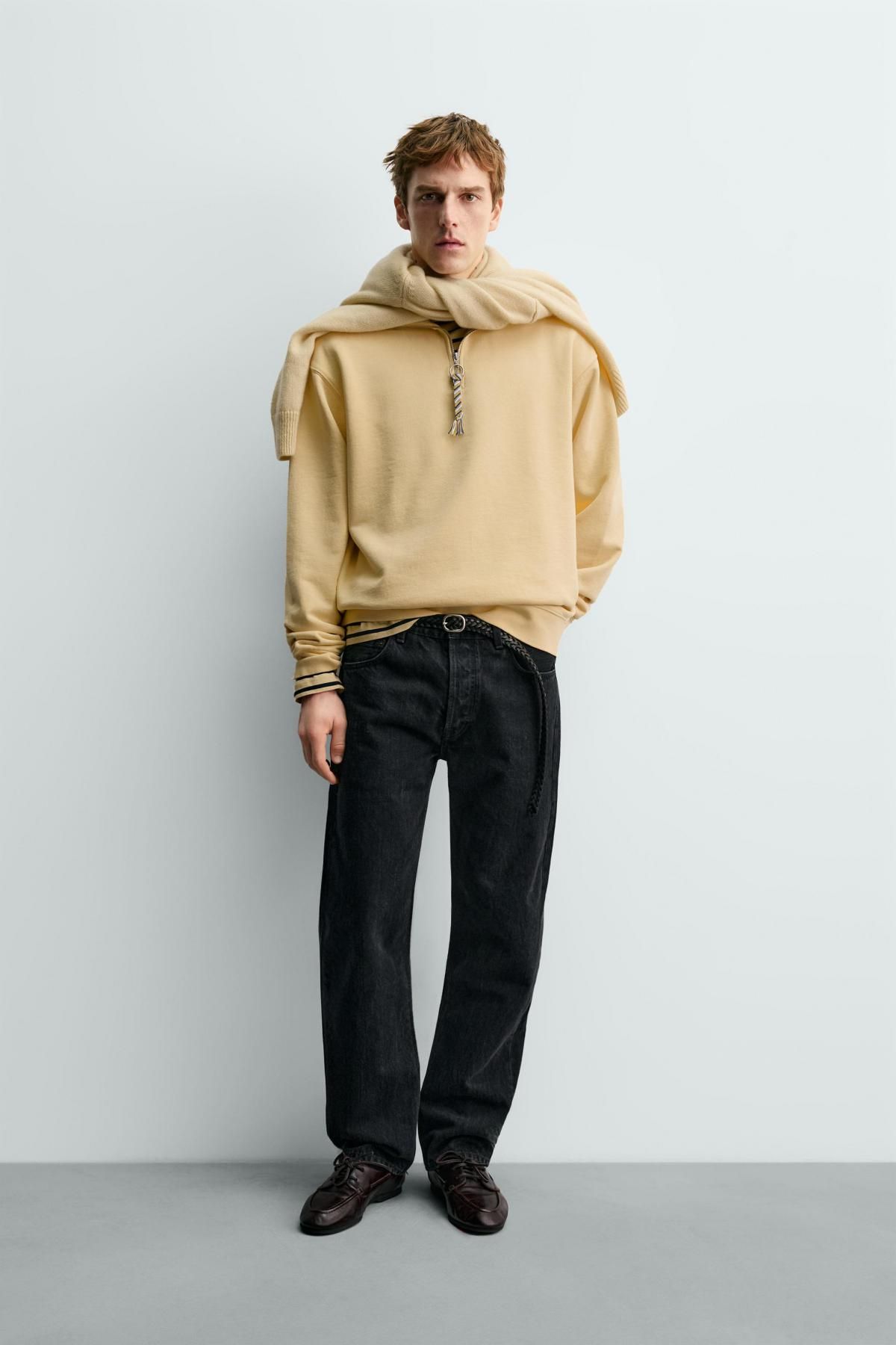 자라 지퍼넥 코튼 스웨트셔츠 X 아론 레빈 3443/374 YELLOW - 상세 이미지 2