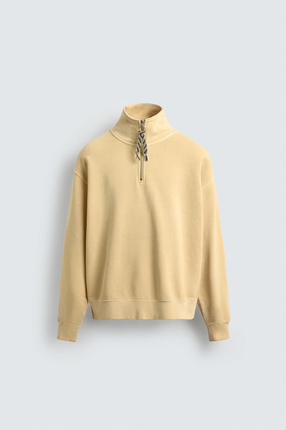 자라 지퍼넥 코튼 스웨트셔츠 X 아론 레빈 3443/374 YELLOW - 상품 이미지