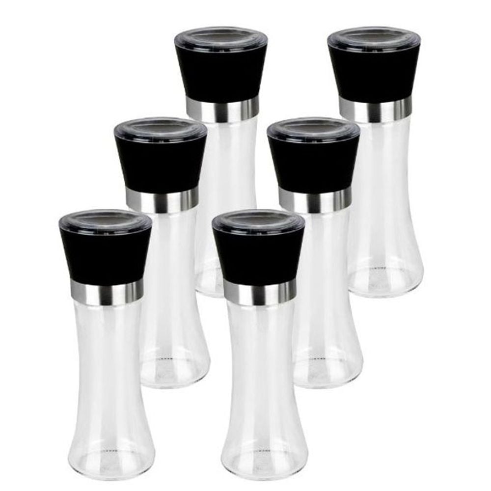 유리 양념통 그라인더 소금통 후추통 블랙 180ml 6P - 상품 이미지