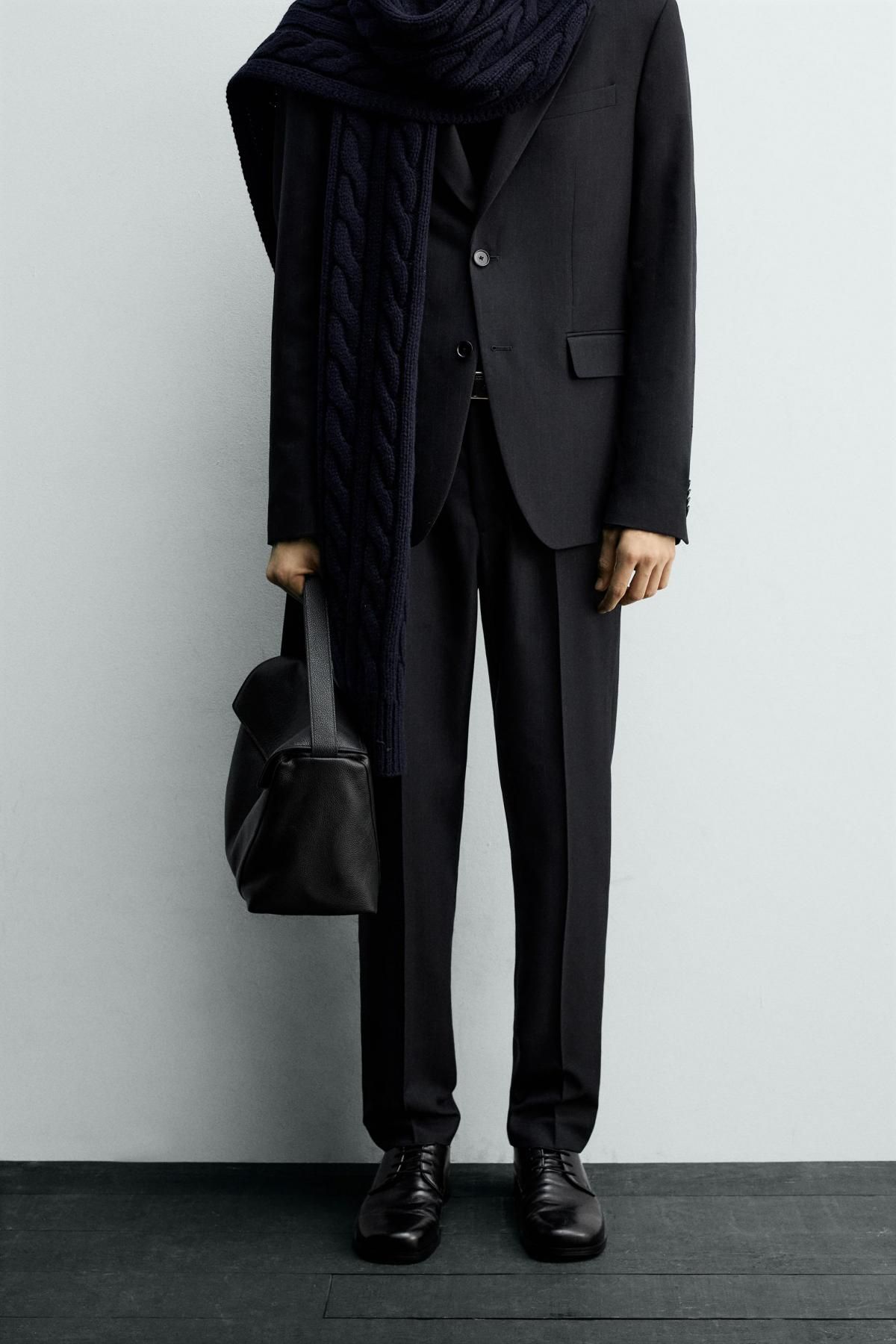 자라 핀스트라이프 울 레귤러핏 수트 팬츠 1564/105 NAVY BLUE - 상품 이미지