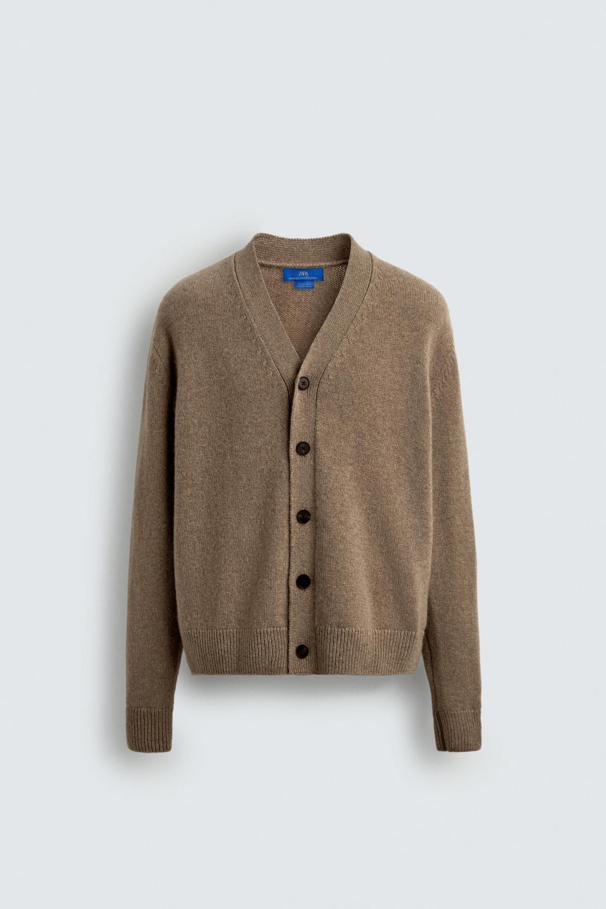 자라 울 캐시미어 가디건 X 아론 레빈 2893/380 BROWN / TAUPE - 상품 이미지