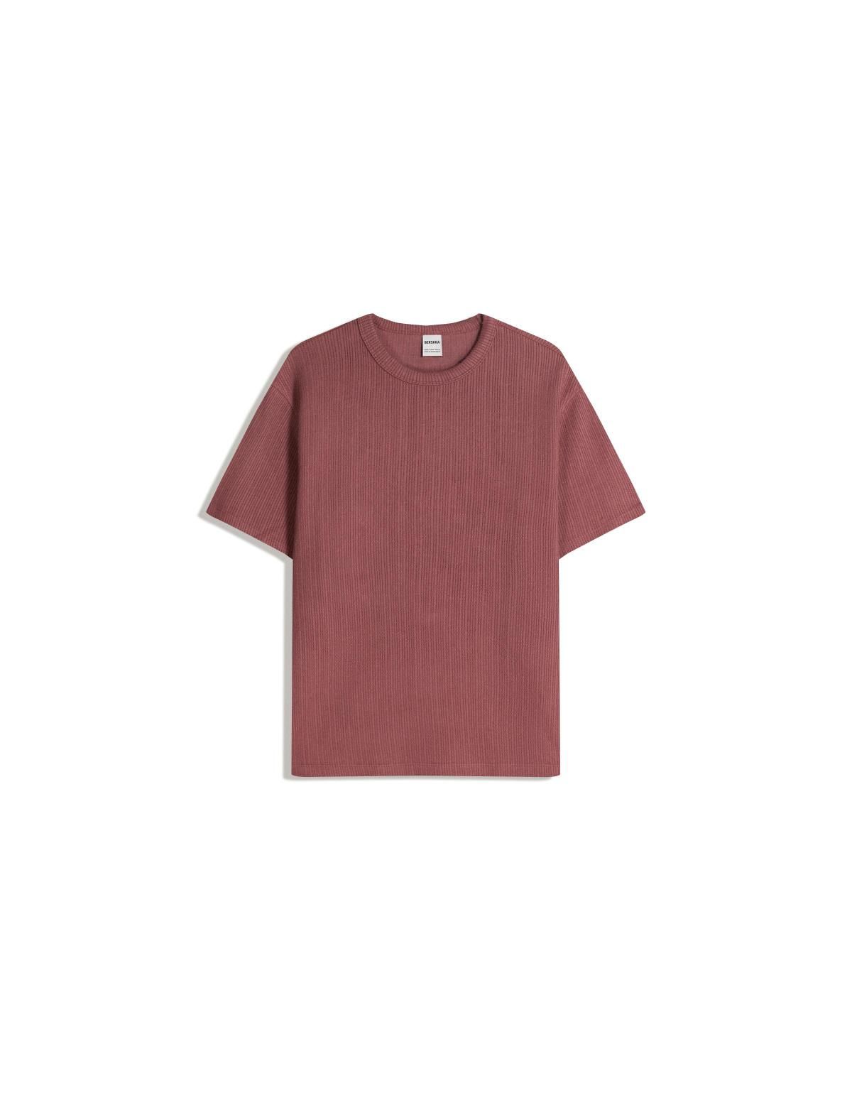 버쉬카 텍스처 반팔 티셔츠 미니멀 데일리 0072/443 MAROON - 상품 이미지