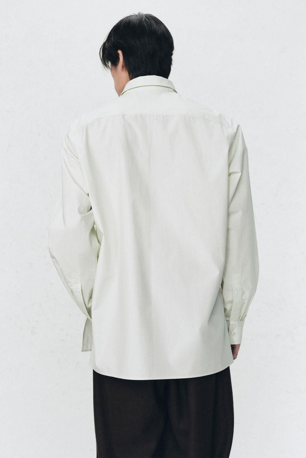 자라 코튼 오버핏 리본 긴팔 셔츠 X 소시오츠키 7380/661 LIGHT GREEN - 상세 이미지 4