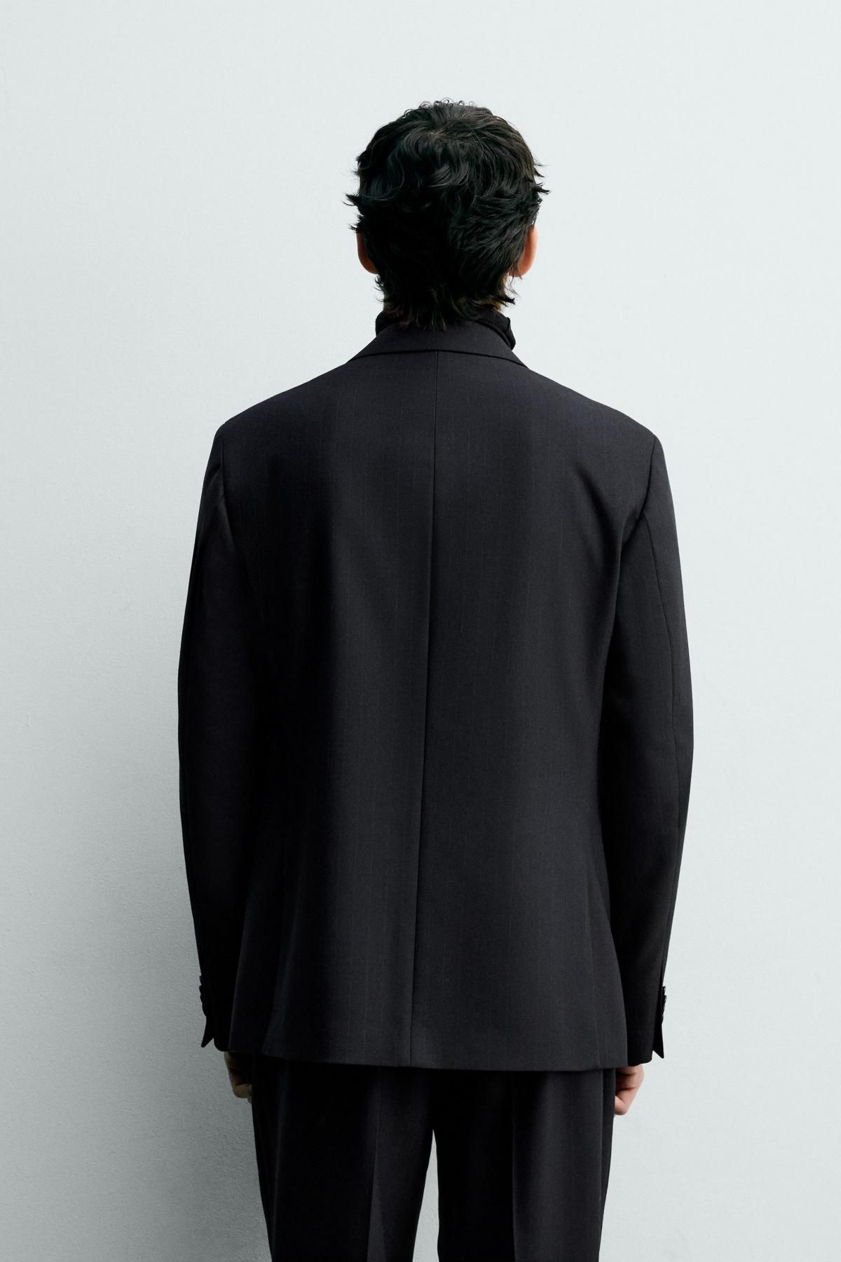 자라 울 핀스트라이프 테일러드 재킷 1564/104 NAVY BLUE - 상세 이미지 4