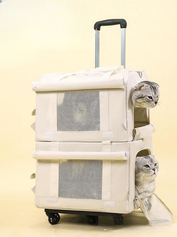 고양이 2단 산책가방 이동 다묘 케리어 이동가방 - 상세 이미지 2