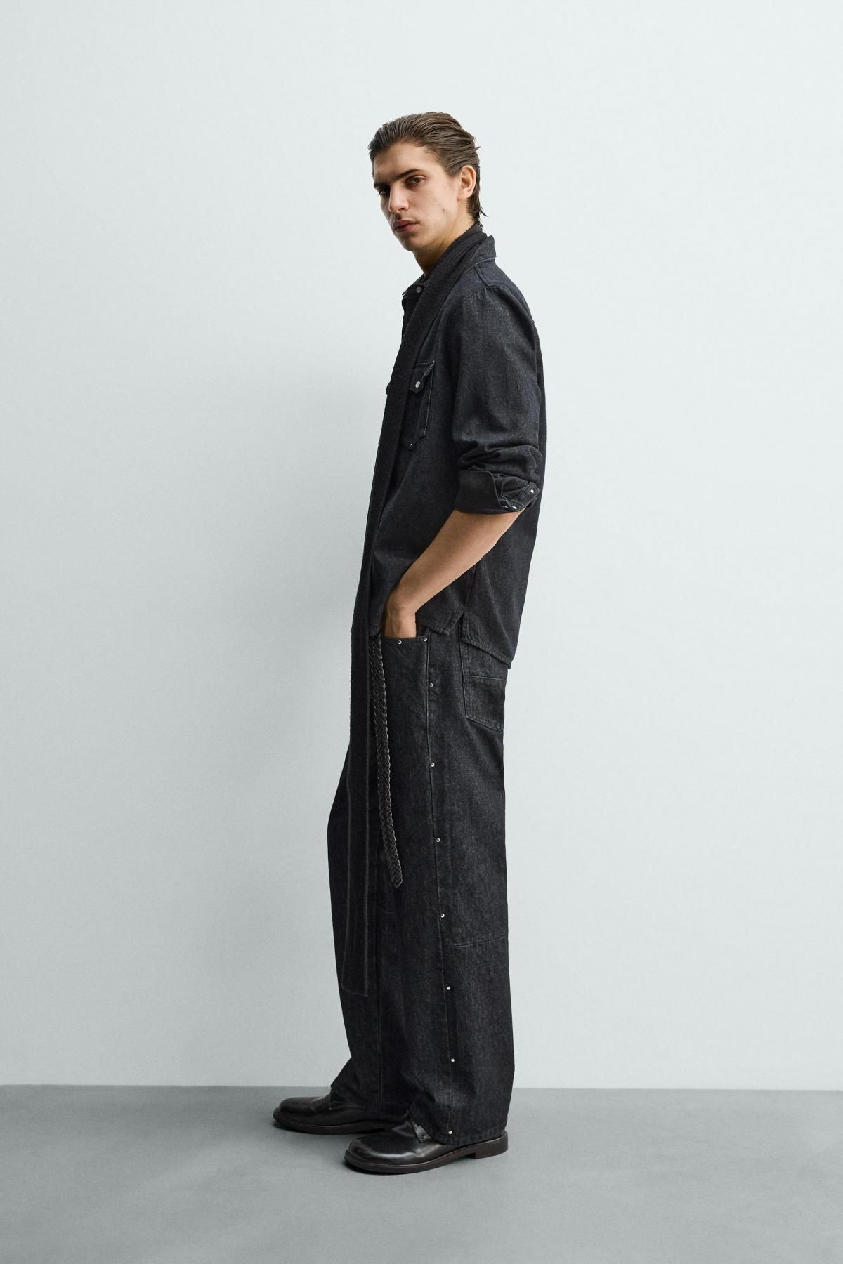 자라 스터드 스트레이트핏 데님 청바지 1300/412 INDIGO - 상세 이미지 4