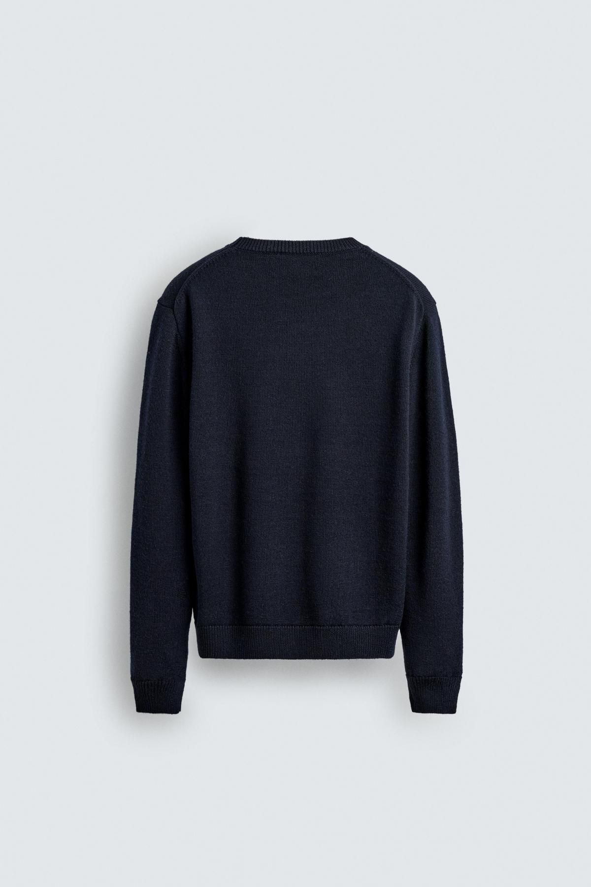 자라 라이트 테크니컬 울 라운드 니트 탑 9598/349 DARK NAVY 이미지 8