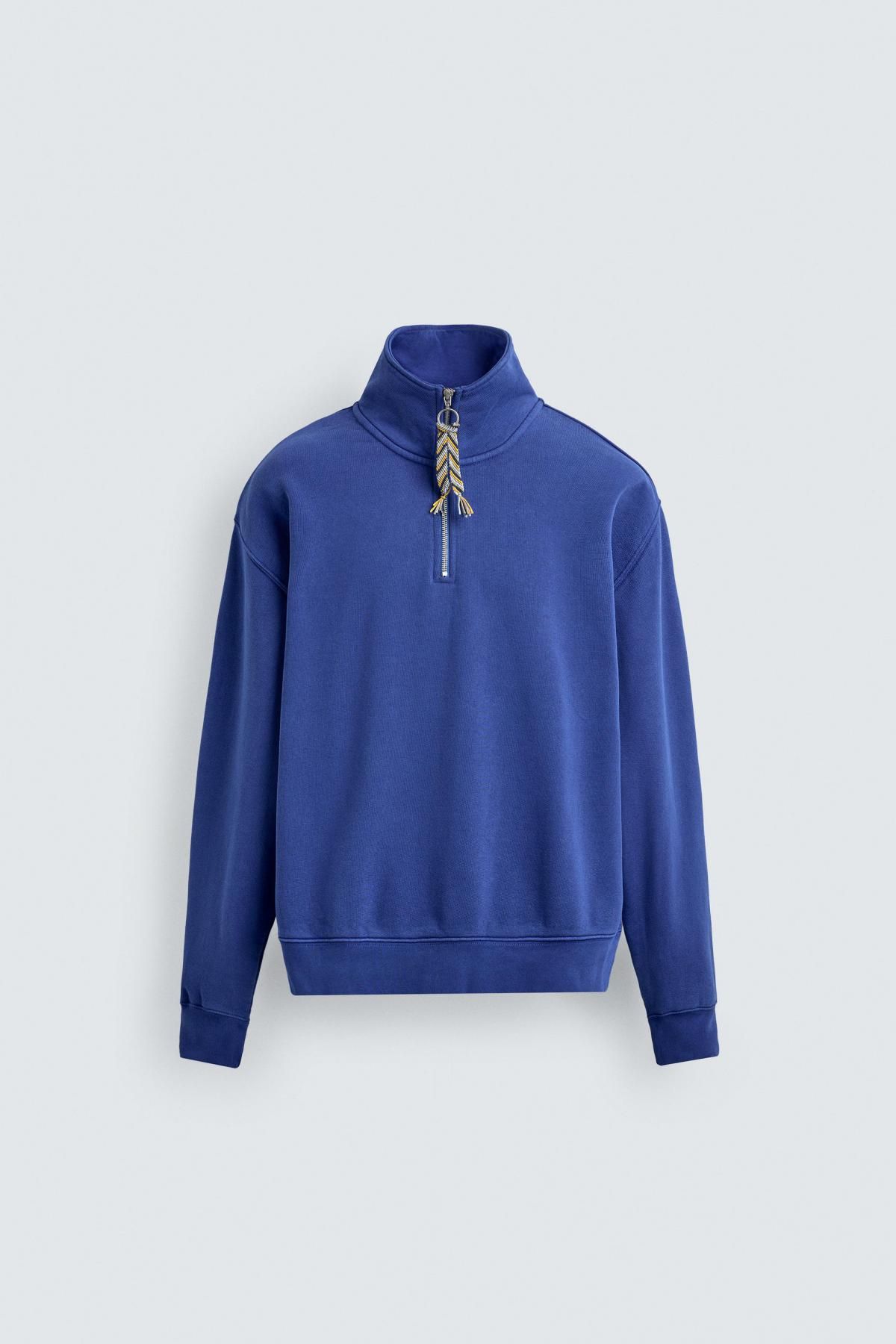 자라 지퍼넥 블루 스웨트셔츠 X 아론 레빈 3443/374 BLUISH - 상품 이미지