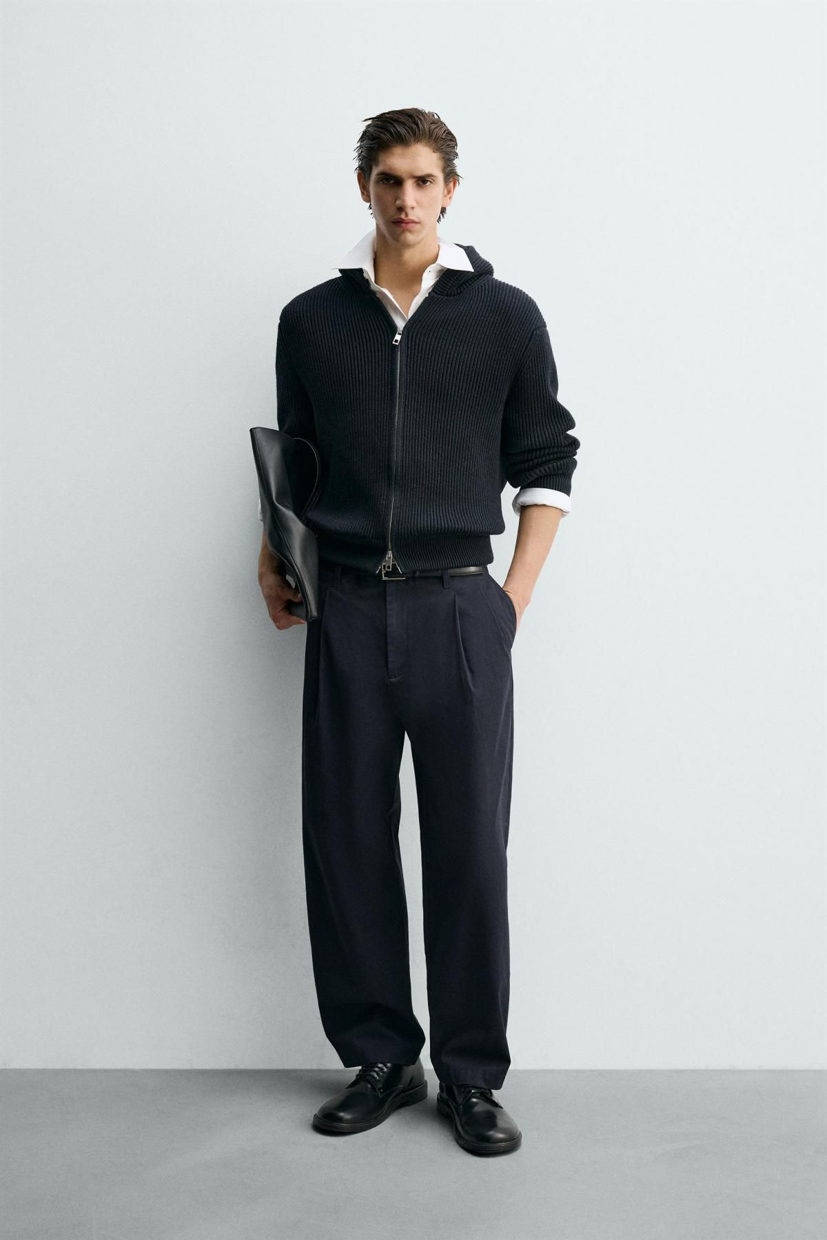 자라 플리츠 릴렉스핏 슬랙스 팬츠 1195/301 DARK NAVY - 상세 이미지 2