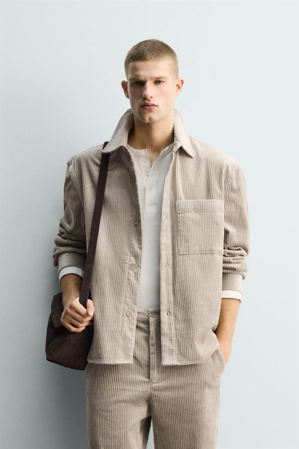 자라 테크니컬 코듀로이 오버셔츠 9621/153 BEIGE - 상세 이미지 3
