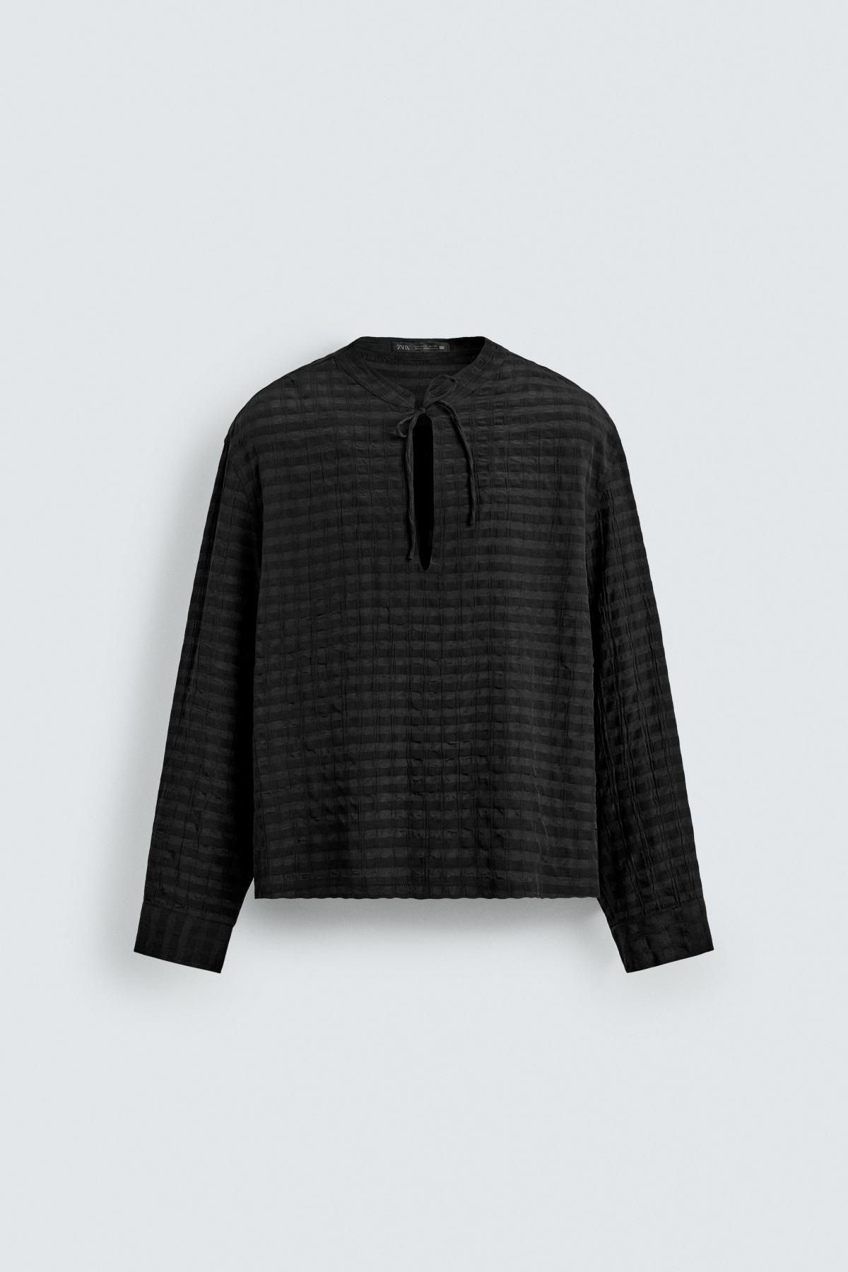 자라 테크니컬 플루이드 텍스처 폴로셔츠 9372/370 BLACK - 메인 이미지