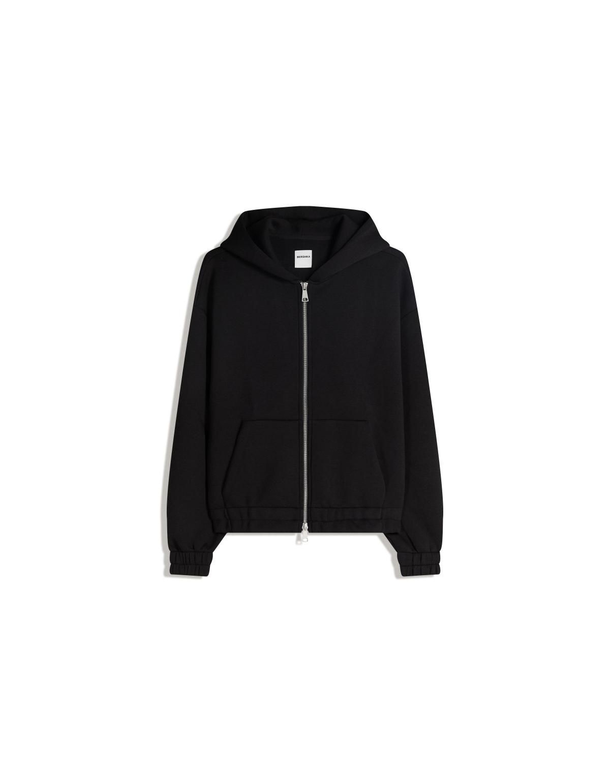 버쉬카 네오프렌 블랙 집업 후드 스웨트셔츠 0847/741 BLACK - 상세 이미지 2