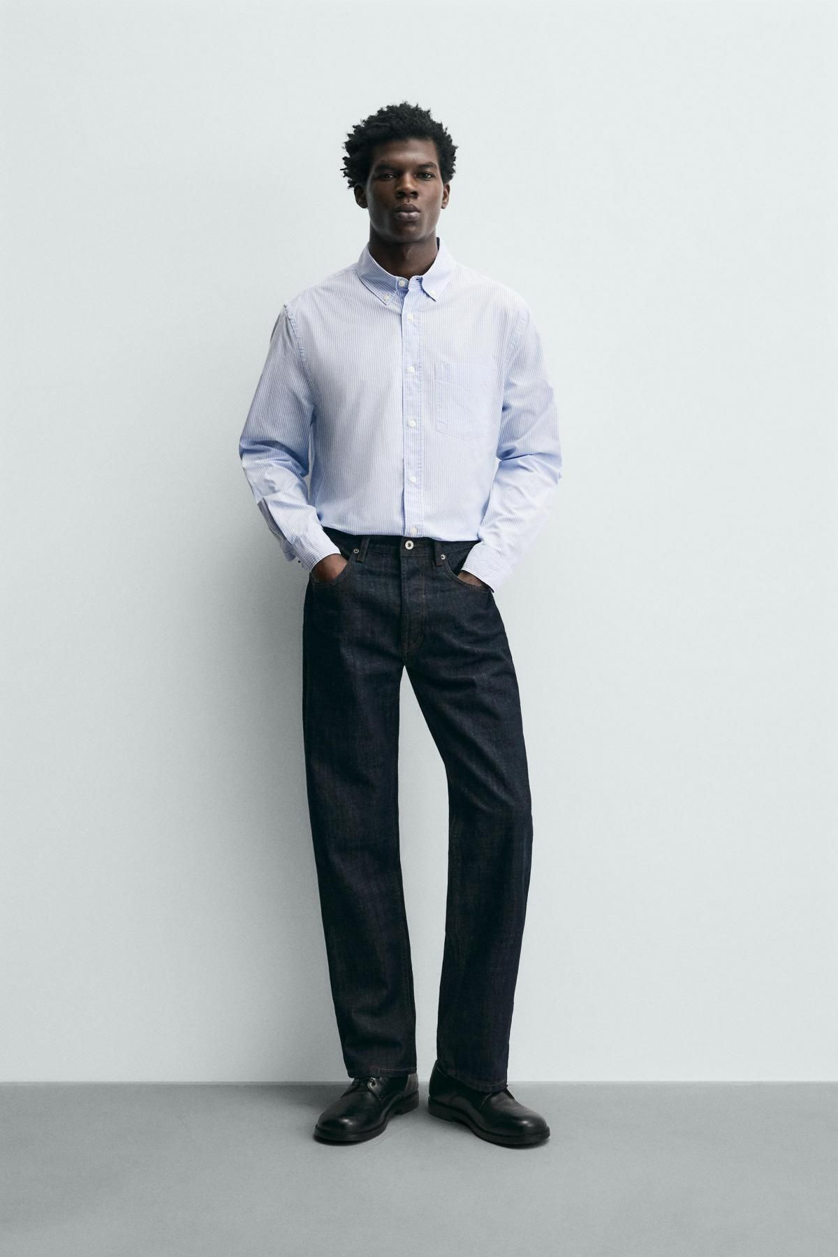 자라 테크니컬 텍스처 옥스포드 긴팔 셔츠 1063/417 BLUE/WHITE - 상세 이미지 2