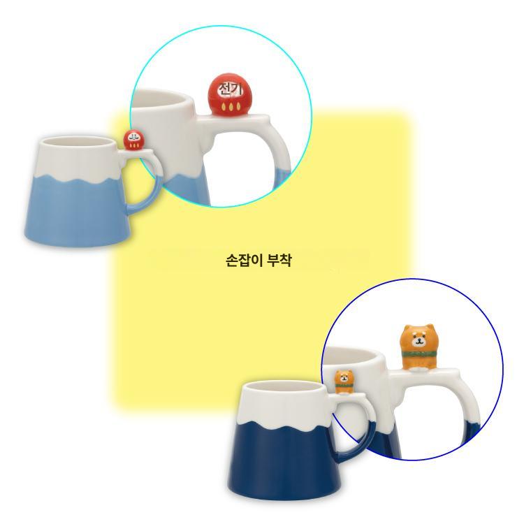 일본풍 후지산 머그 잔 세라믹 머그잔 다루마 시바견 커피 물 컵 300ml 후지산 컵 시바이누 - 상세 이미지 5