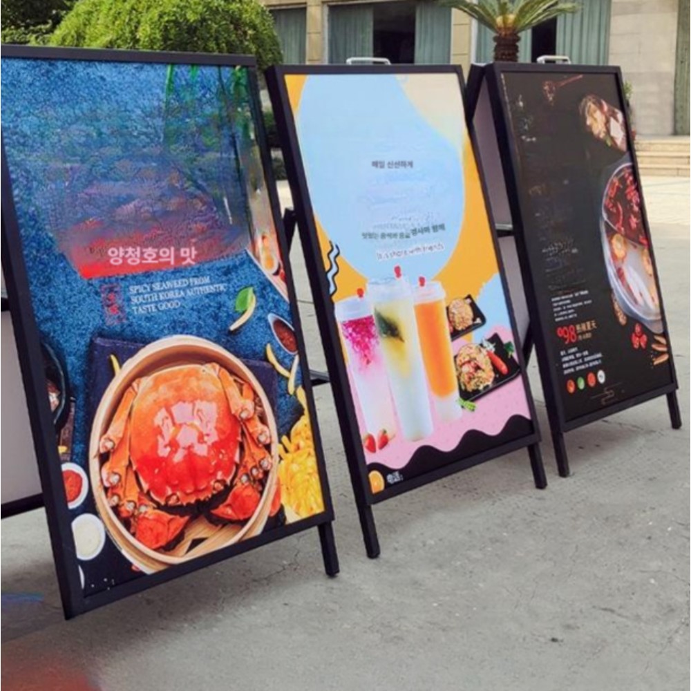 야외 철제 입간판 포스터 거치대 휴대용 스탠드 A형 광고 전시용 경제형 단면 휴대 60x80 - 상품 이미지