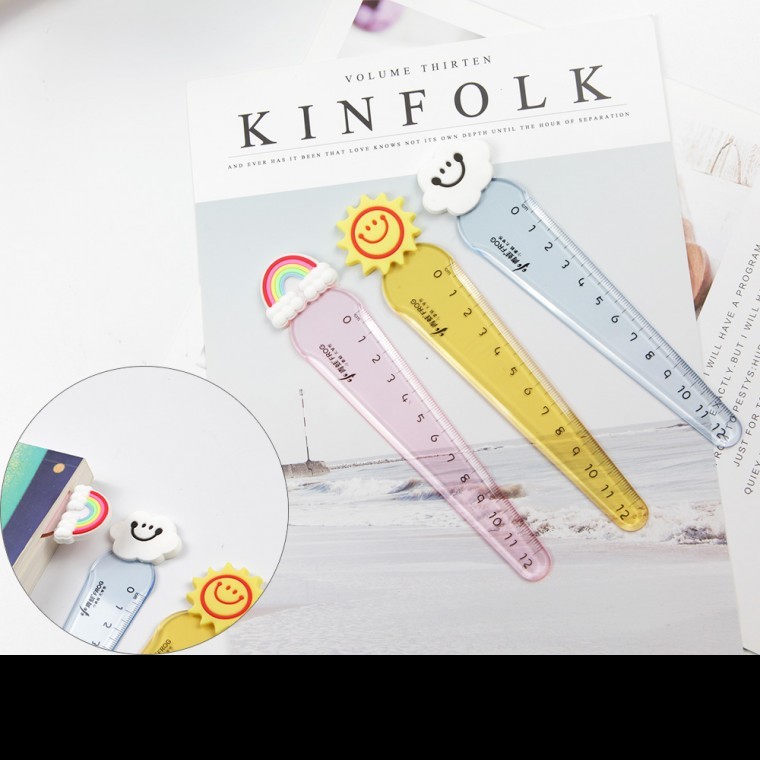 3가지 모양 휴대용 학생 학교 수업 심플한 자 12cm 3P - 상품 이미지