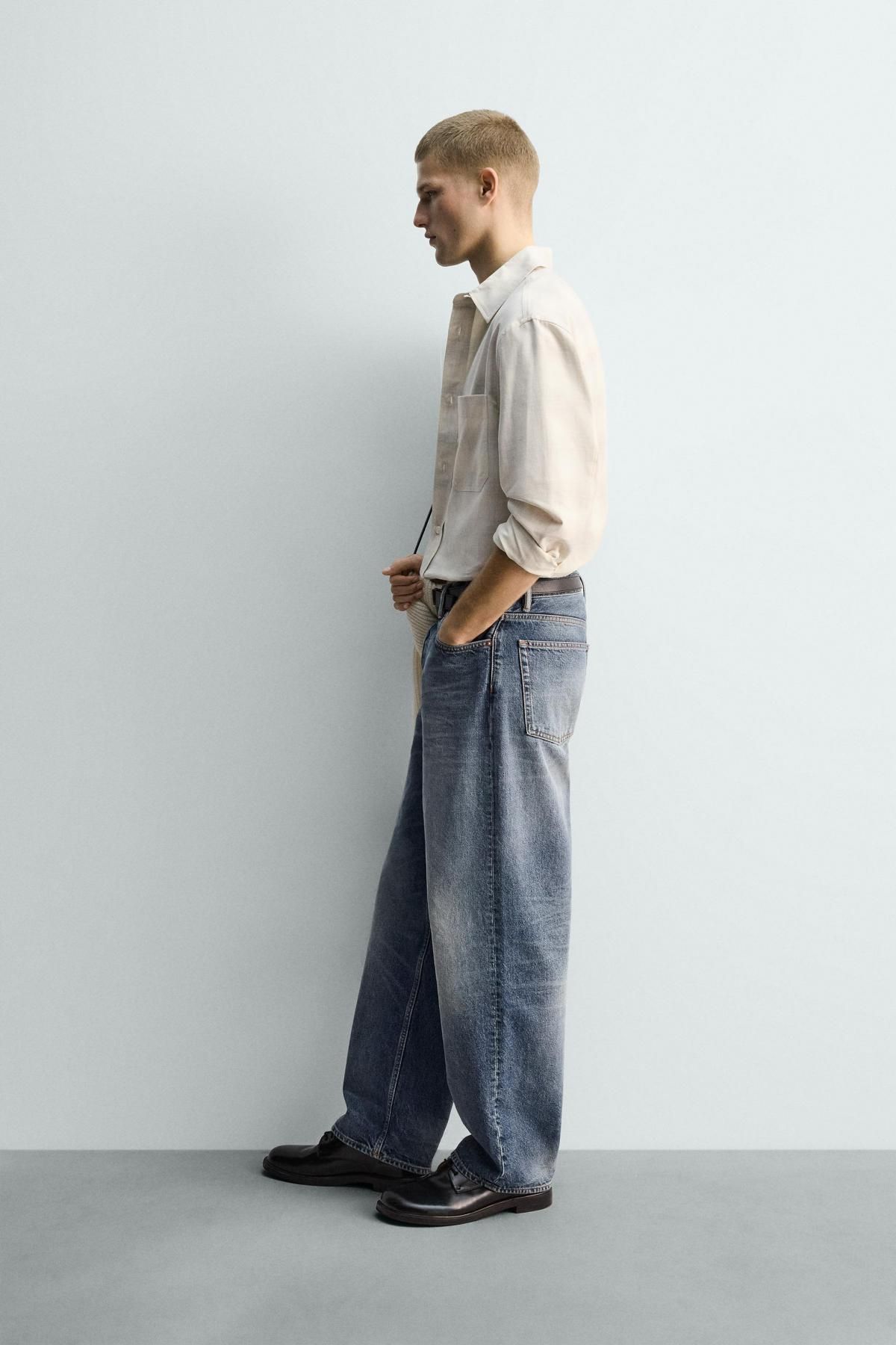자라 오버핏 체크 코튼 긴팔 셔츠 포켓 6982/338 WHITE / GREY - 상세 이미지 5