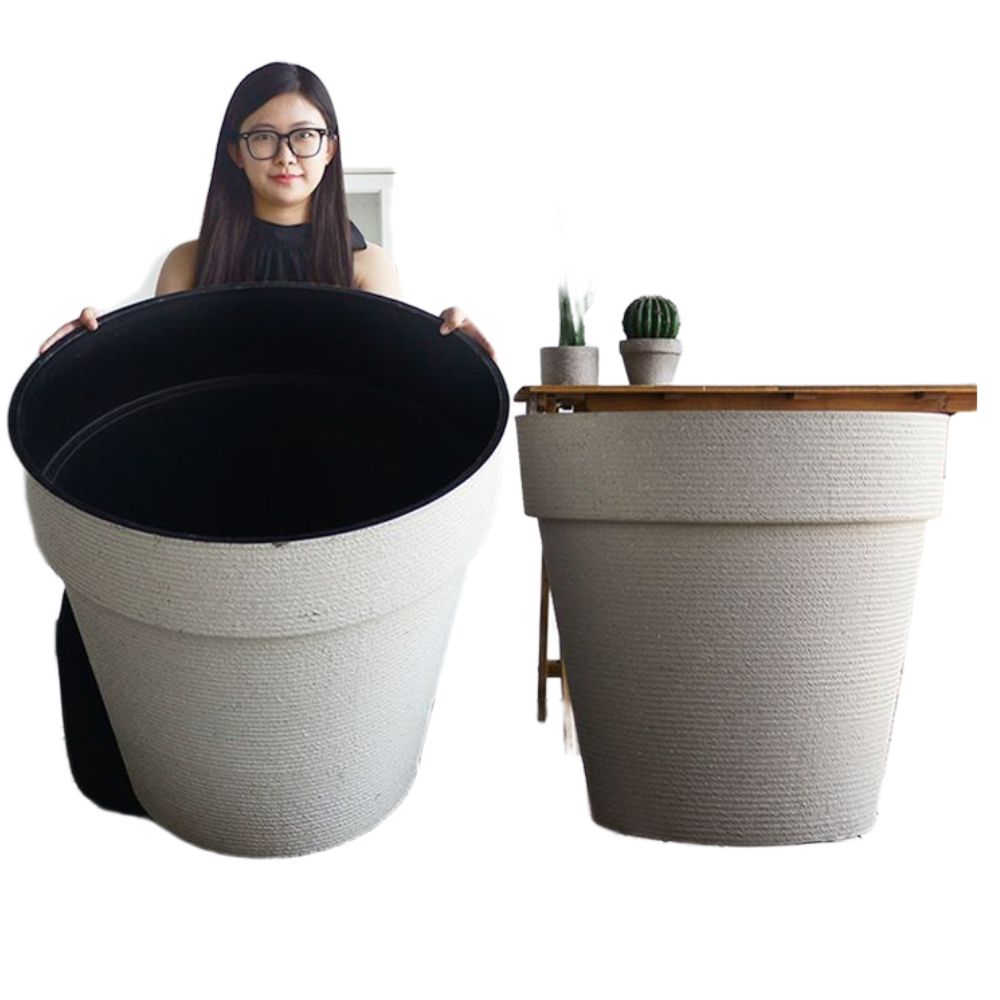 대형 화분 공원 화단 나무 토분 조경 플랜트 가드닝 광장 크림 60cm 구멍 있음 - 상세 이미지 2