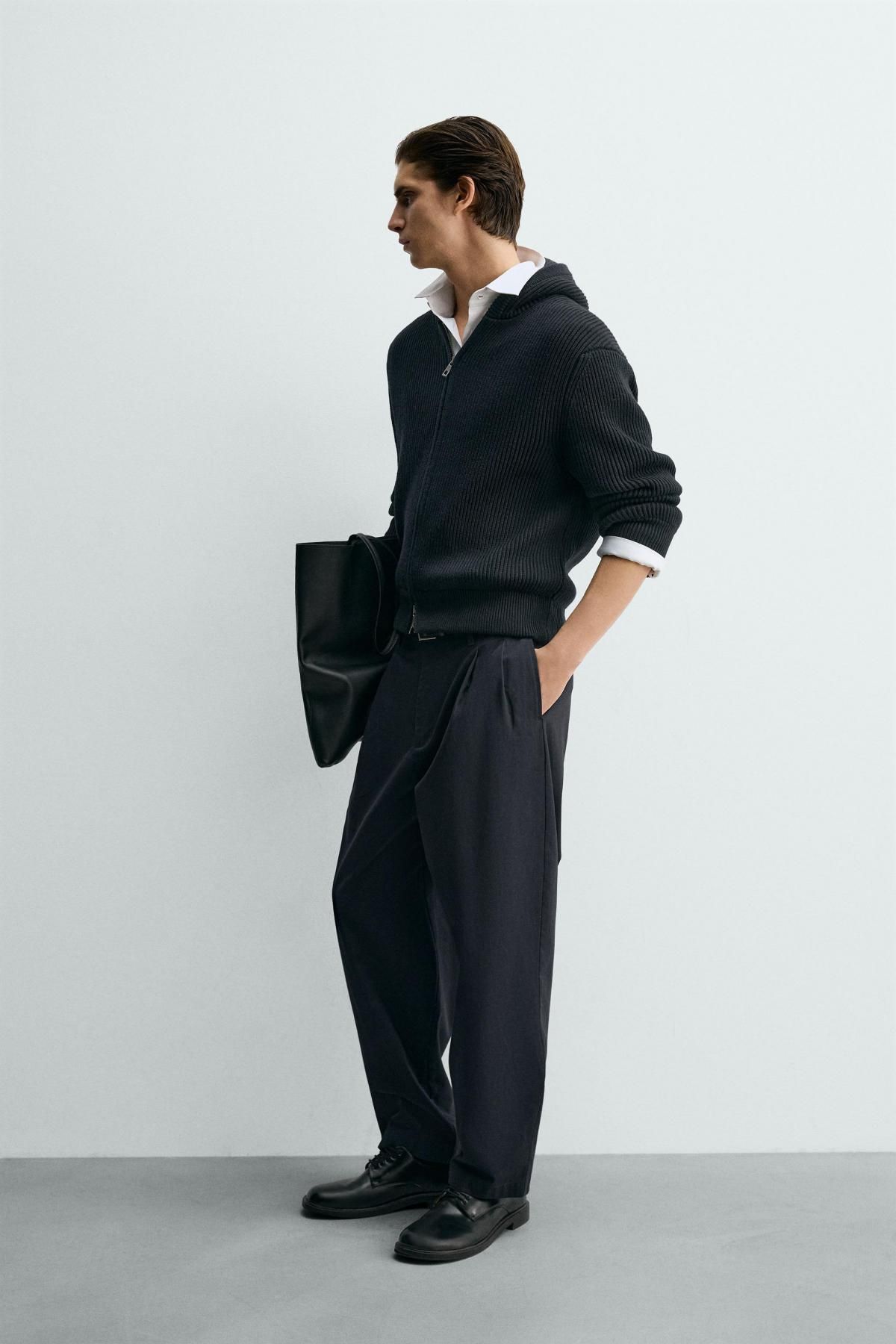 자라 플리츠 릴렉스핏 슬랙스 팬츠 1195/301 DARK NAVY - 상세 이미지 4
