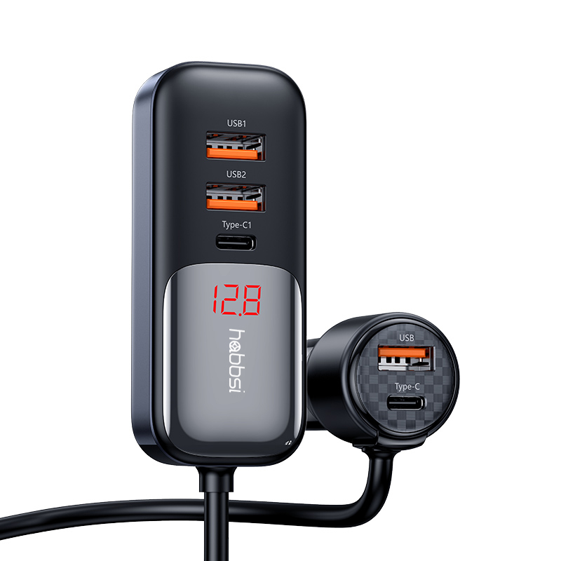 시거잭충전기 165W 차량용 초고속 충전기 A C타입 USB 5포트 - 상품 이미지